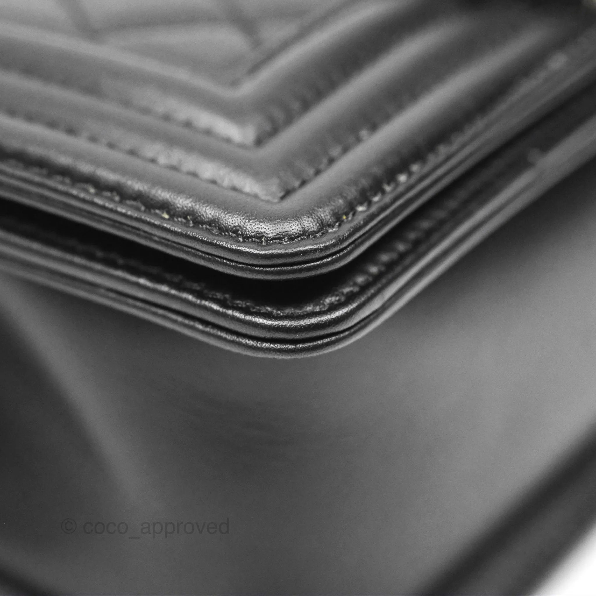 Chanel Small Boy Black Calfskin Ruthenium Hardware