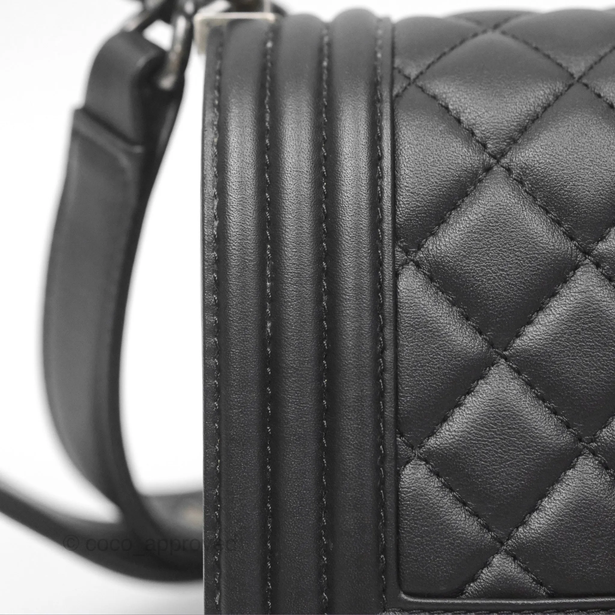 Chanel Small Boy Black Calfskin Ruthenium Hardware