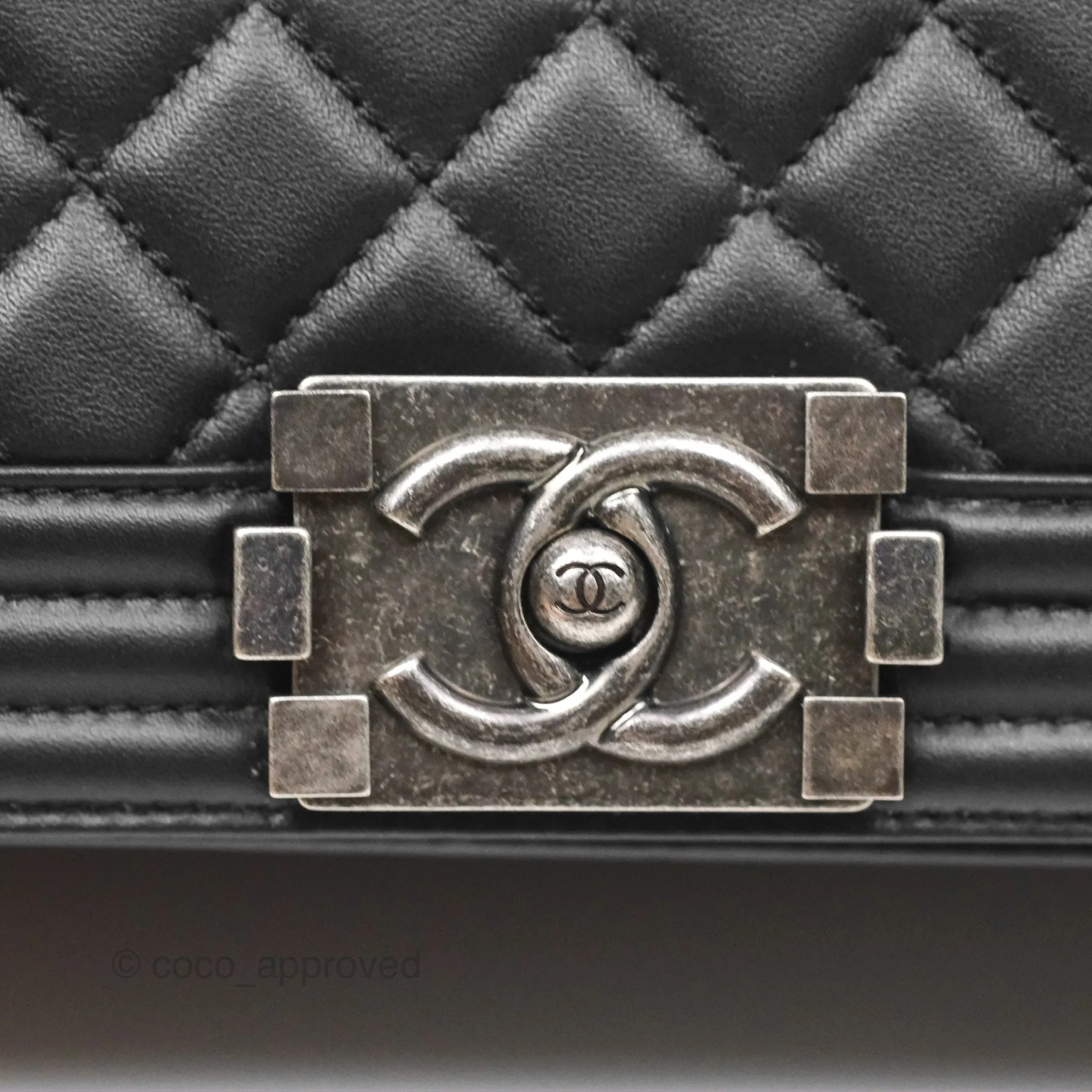 Chanel Small Boy Black Calfskin Ruthenium Hardware