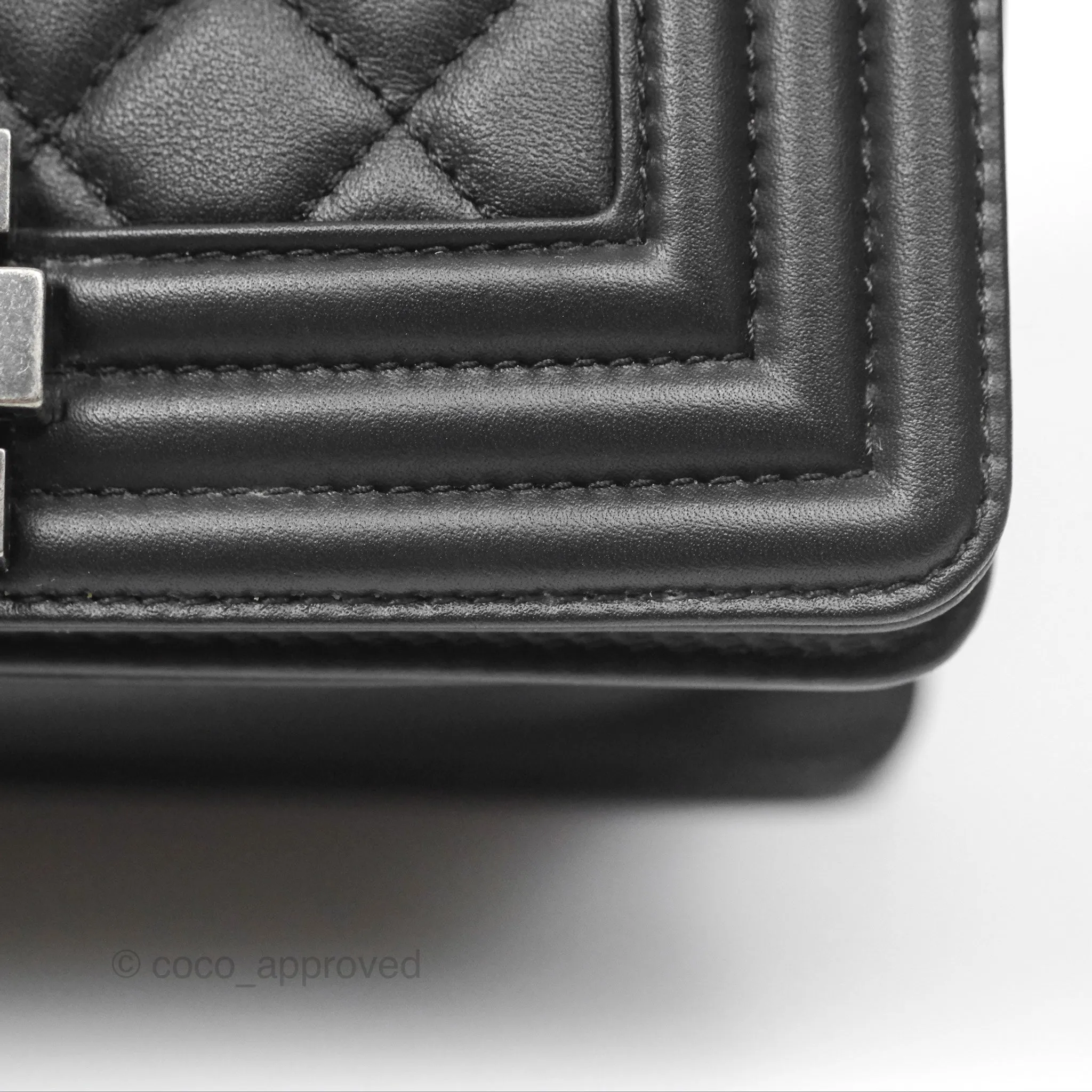 Chanel Small Boy Black Calfskin Ruthenium Hardware