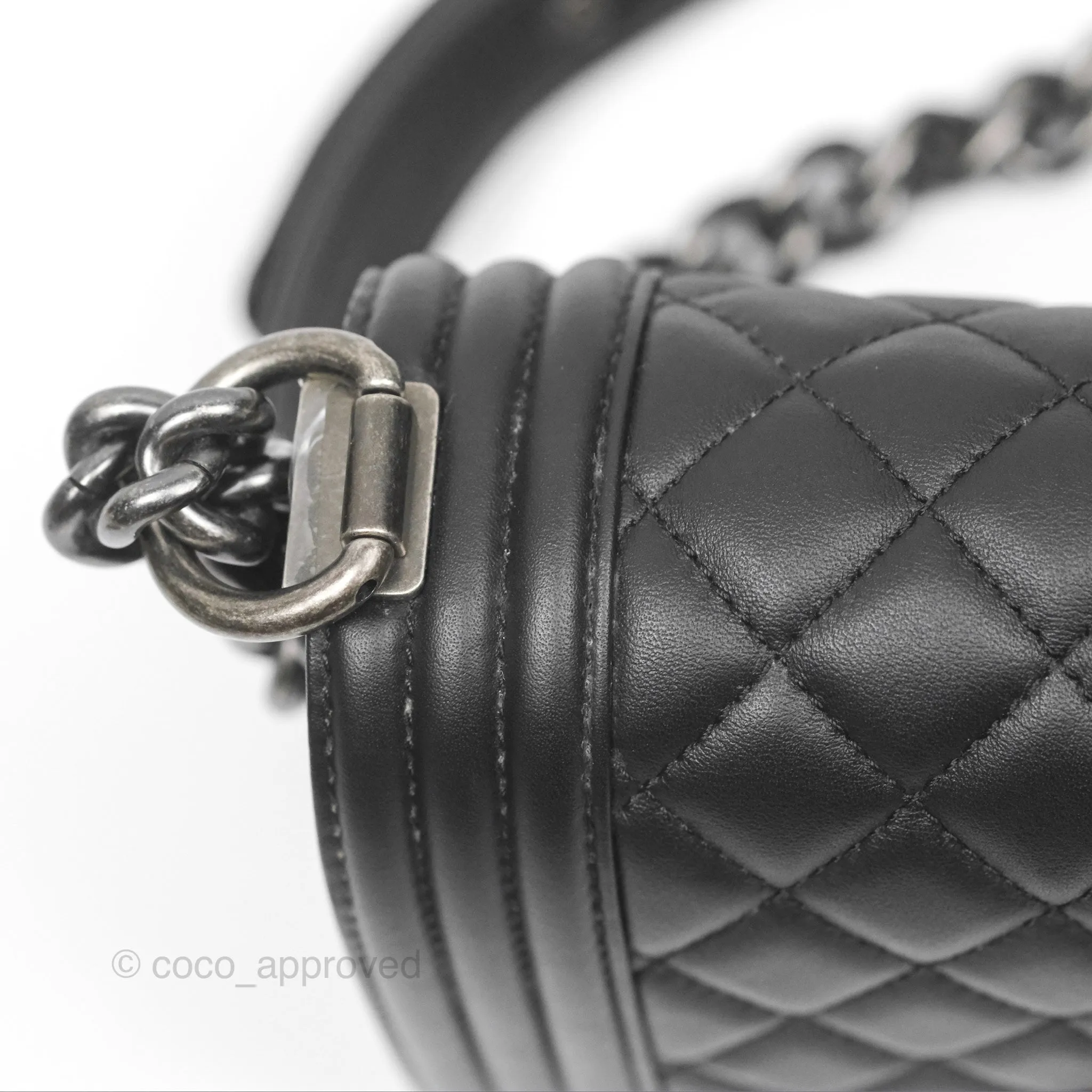 Chanel Small Boy Black Calfskin Ruthenium Hardware