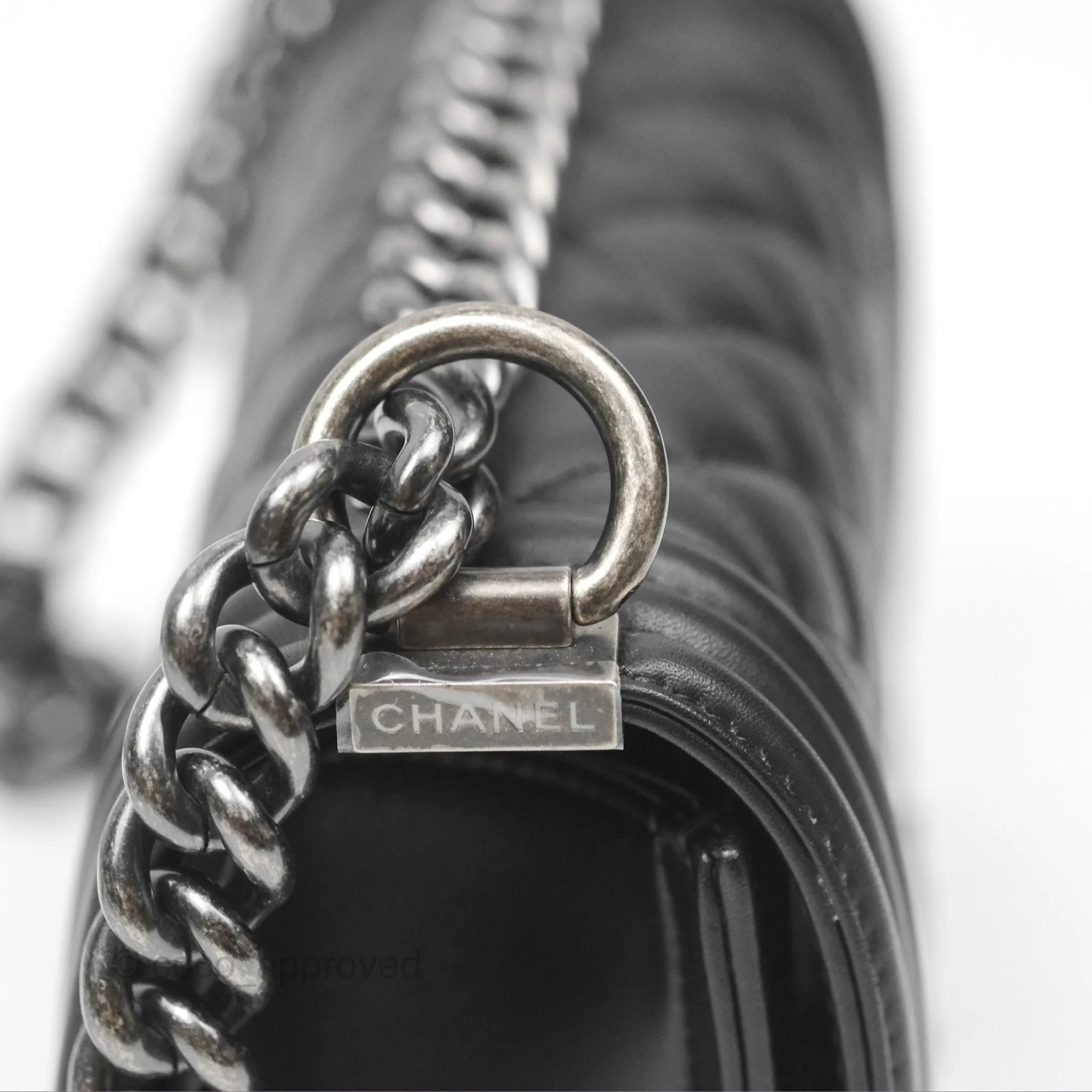 Chanel Small Boy Black Calfskin Ruthenium Hardware