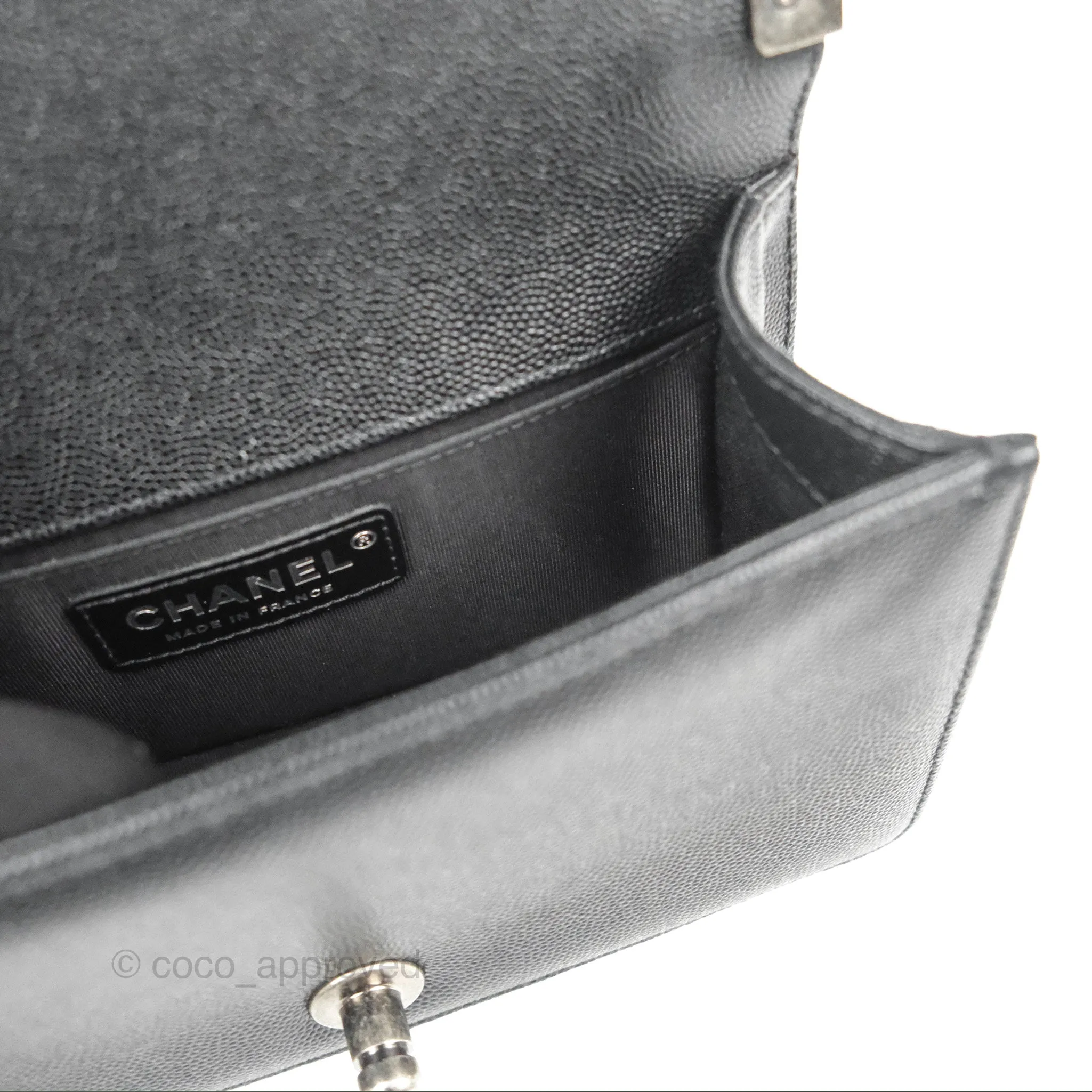 Chanel Small Boy Black Caviar Ruthenium Hardware