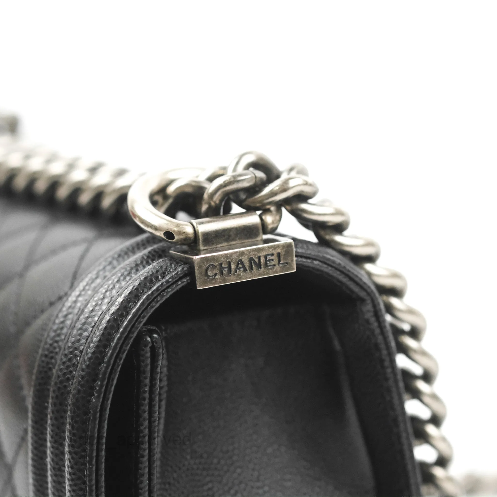 Chanel Small Boy Black Caviar Ruthenium Hardware
