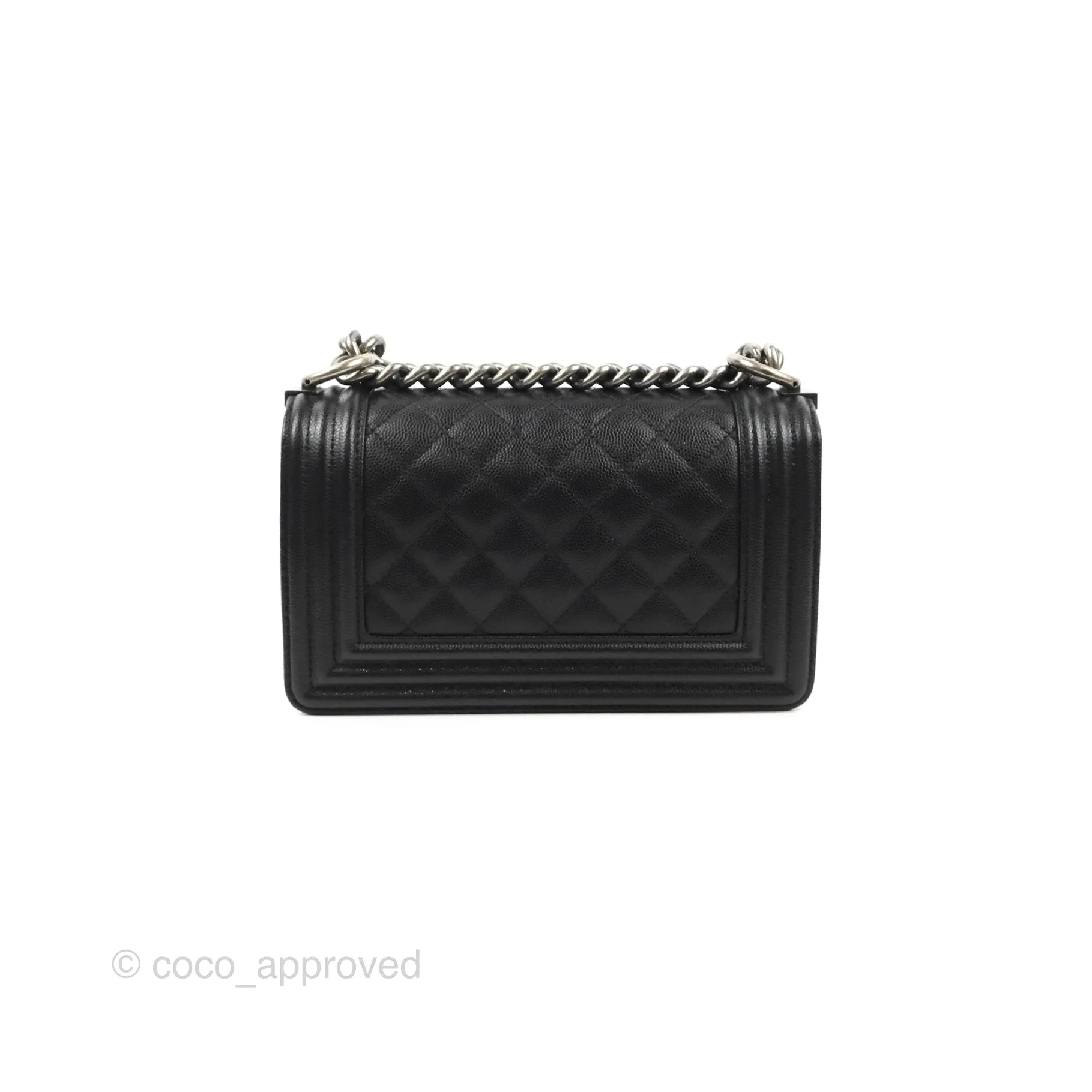 Chanel Small Boy Black Caviar Ruthenium Hardware