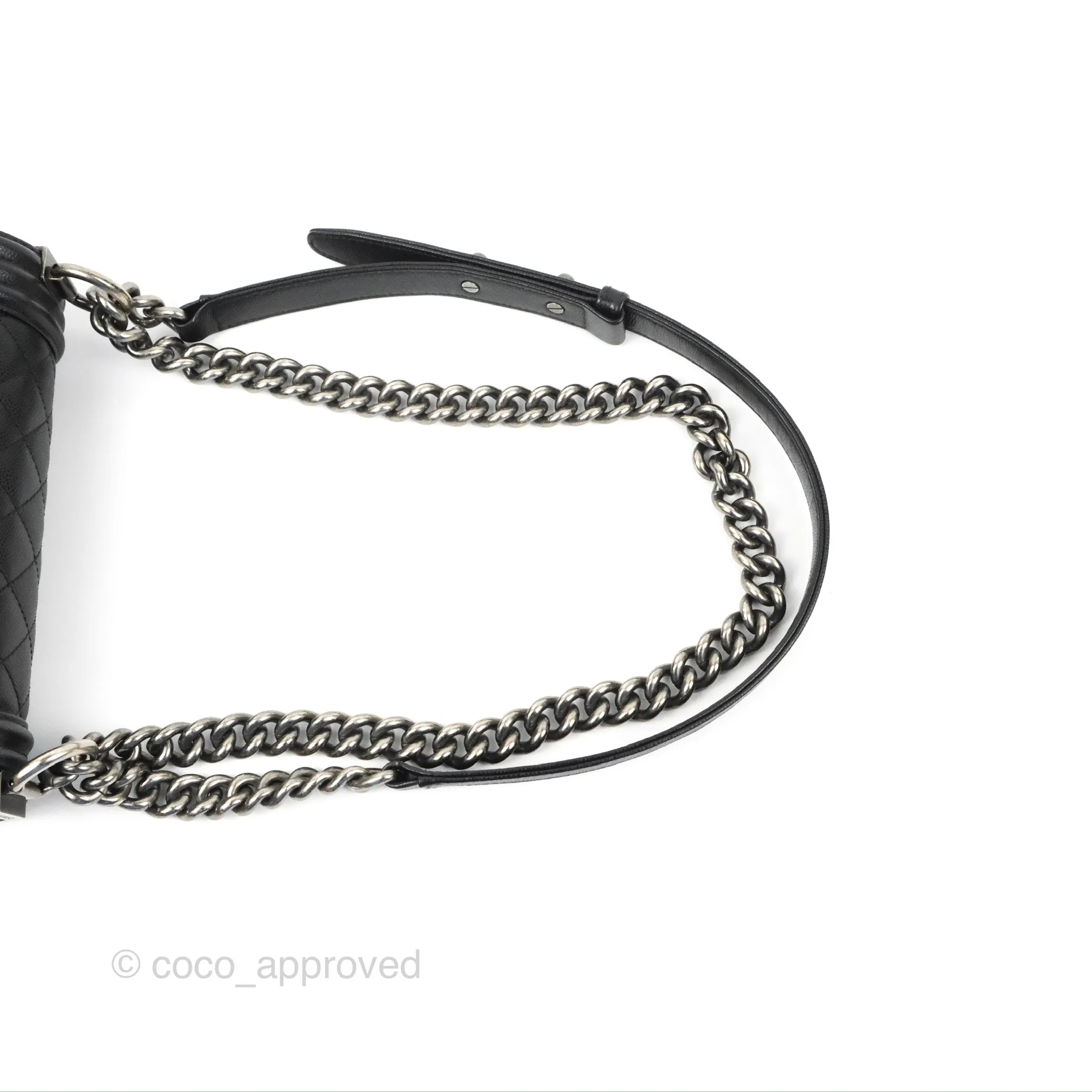 Chanel Small Boy Black Caviar Ruthenium Hardware