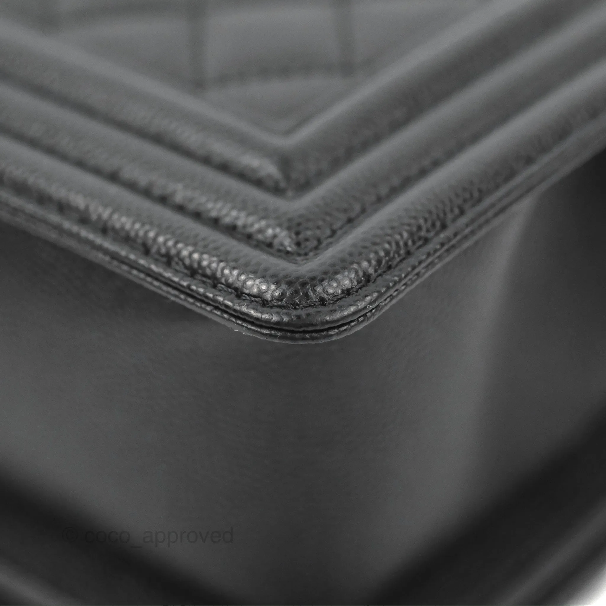 Chanel Small Boy Black Caviar Ruthenium Hardware
