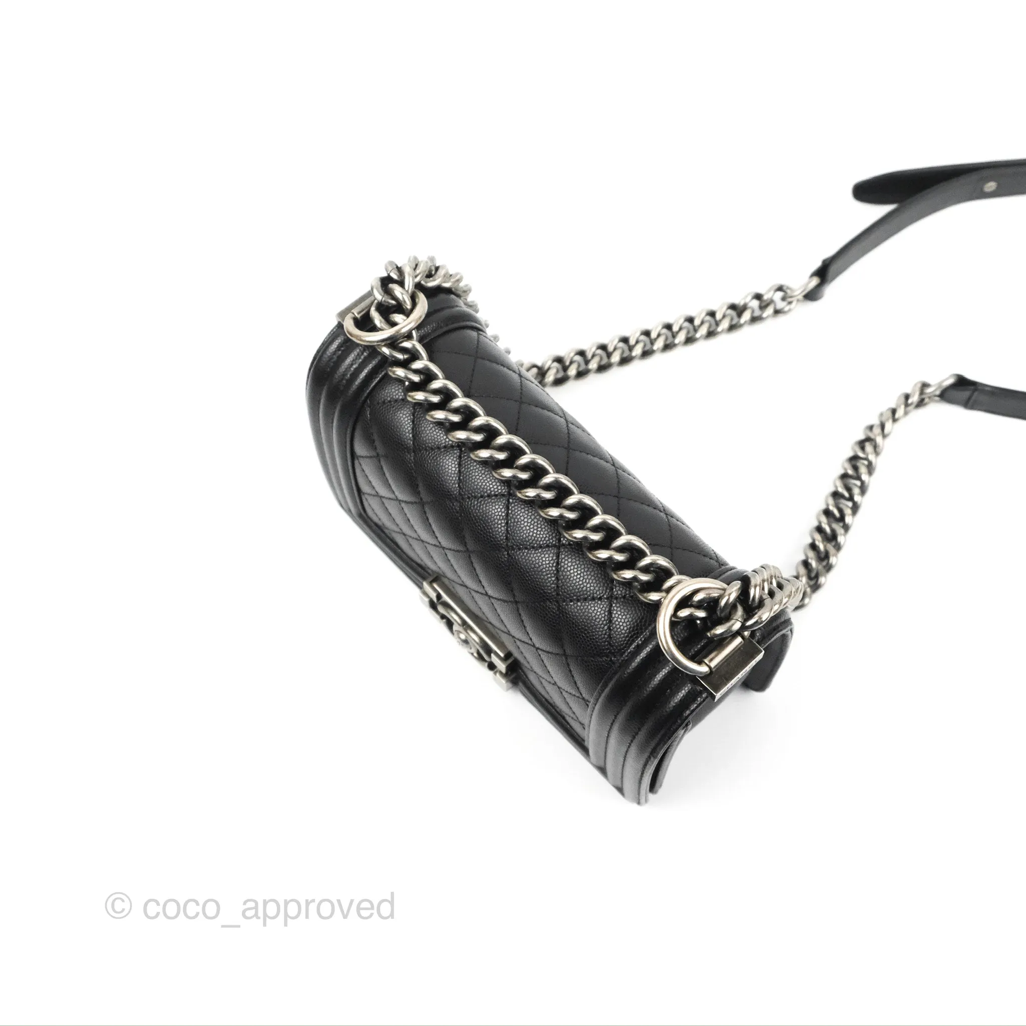 Chanel Small Boy Black Caviar Ruthenium Hardware