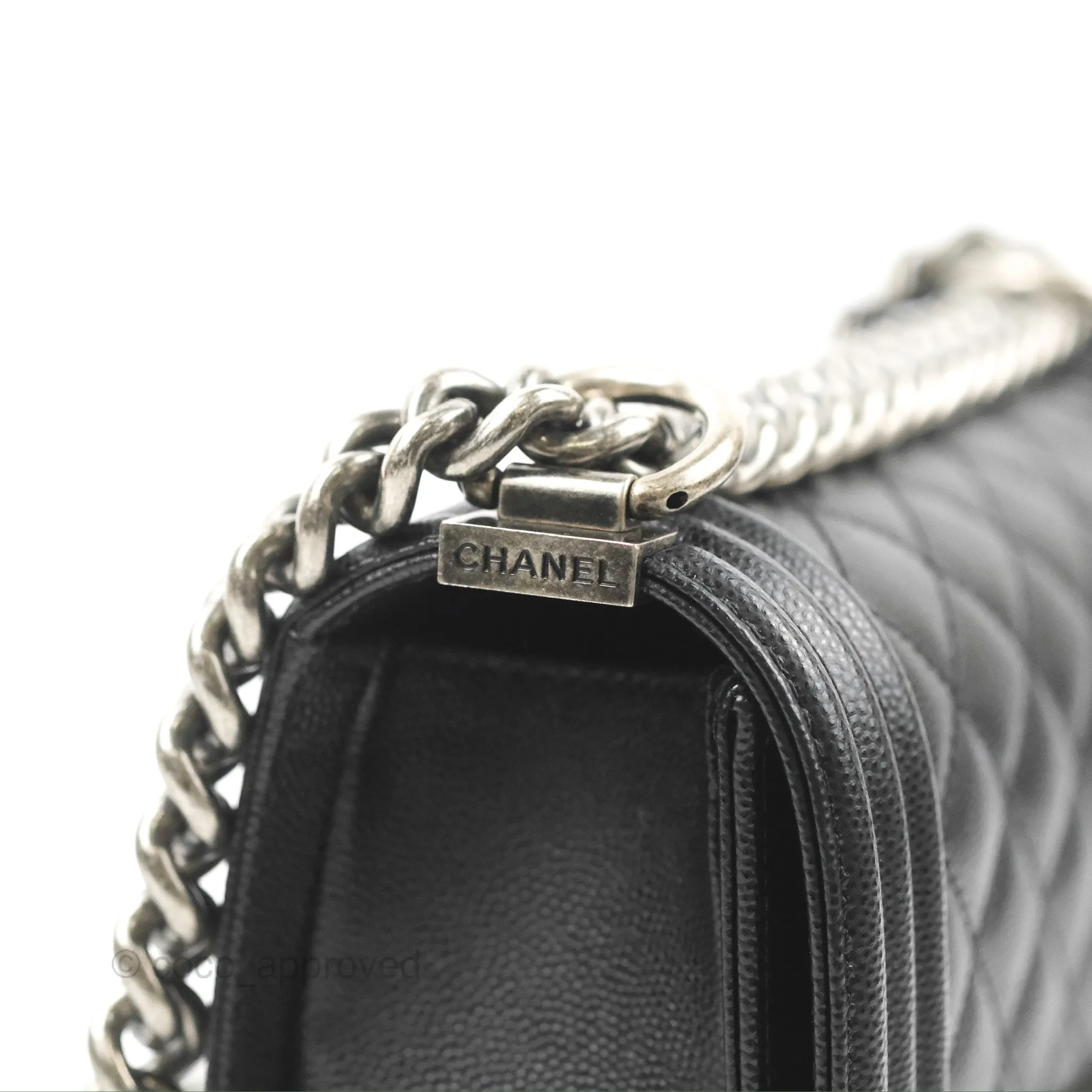 Chanel Small Boy Black Caviar Ruthenium Hardware