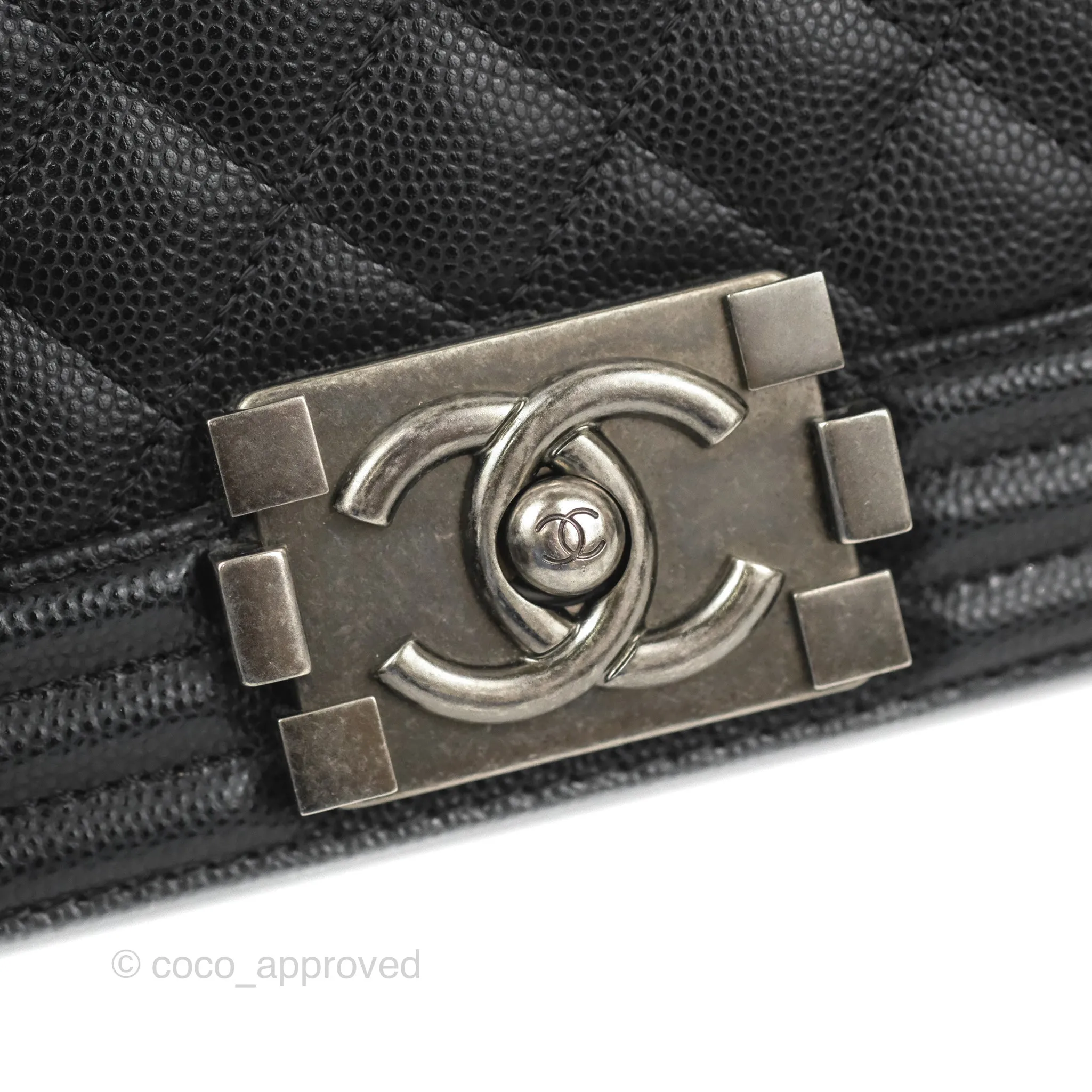Chanel Small Boy Black Caviar Ruthenium Hardware