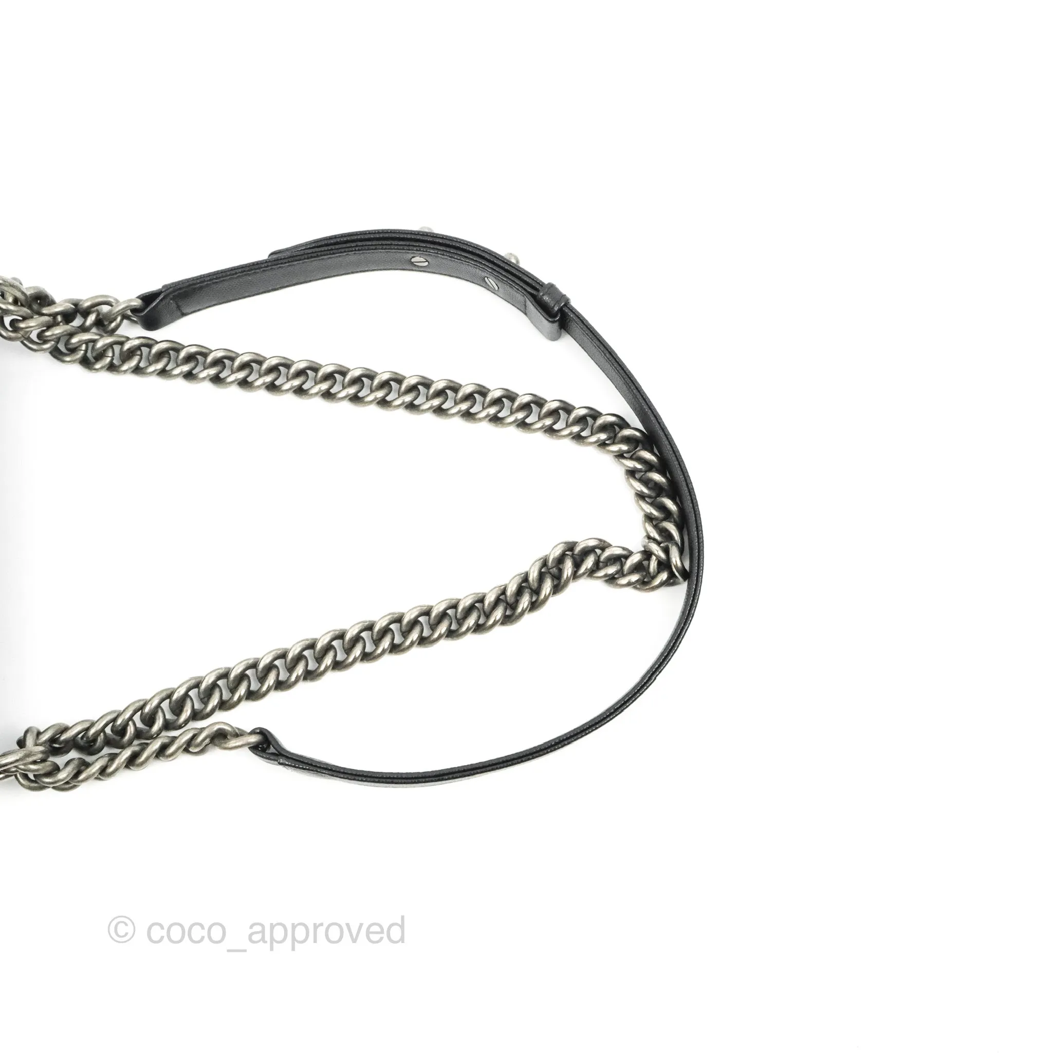 Chanel Small Boy Chevron Black Caviar Ruthenium Hardware