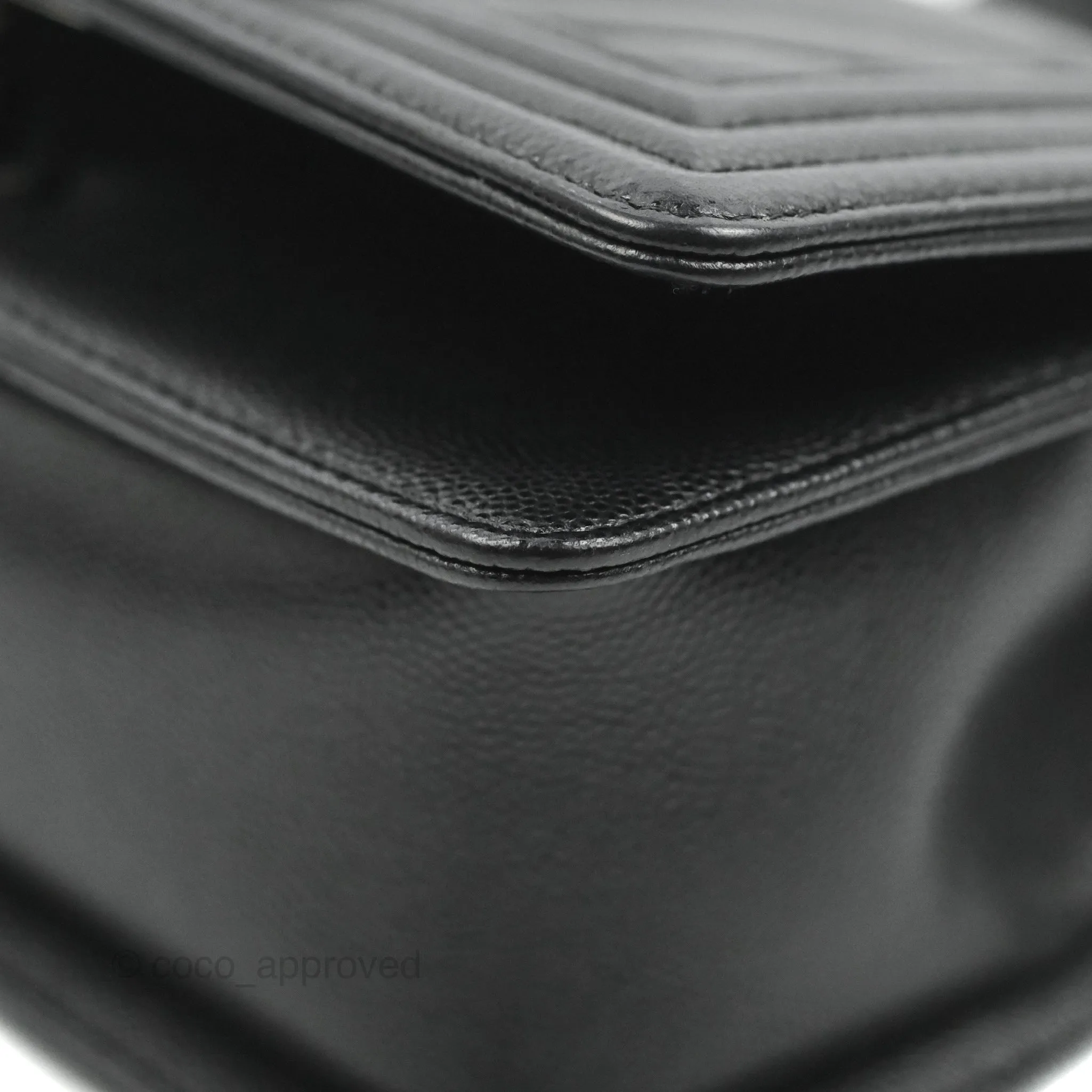 Chanel Small Boy Chevron Black Caviar Ruthenium Hardware