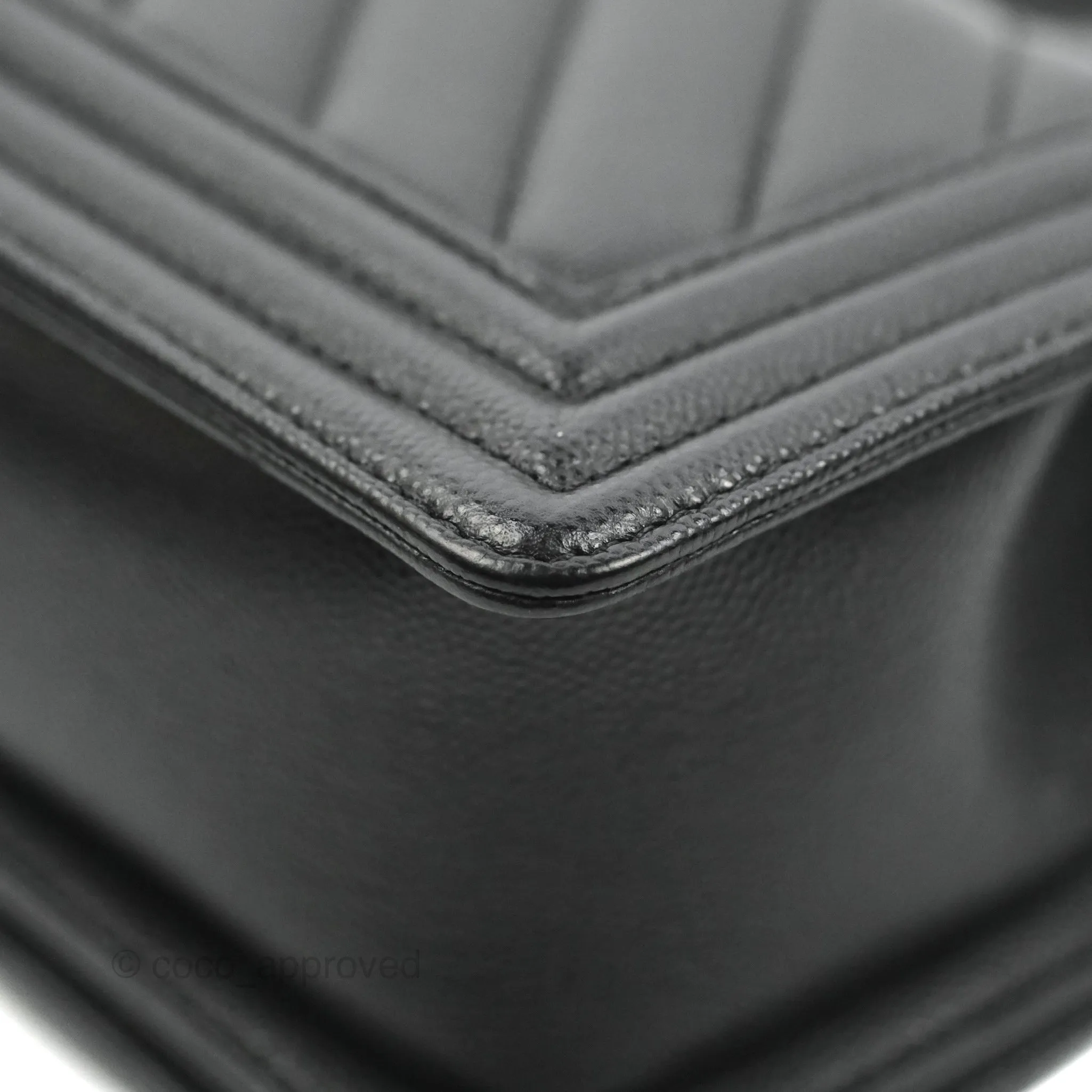 Chanel Small Boy Chevron Black Caviar Ruthenium Hardware