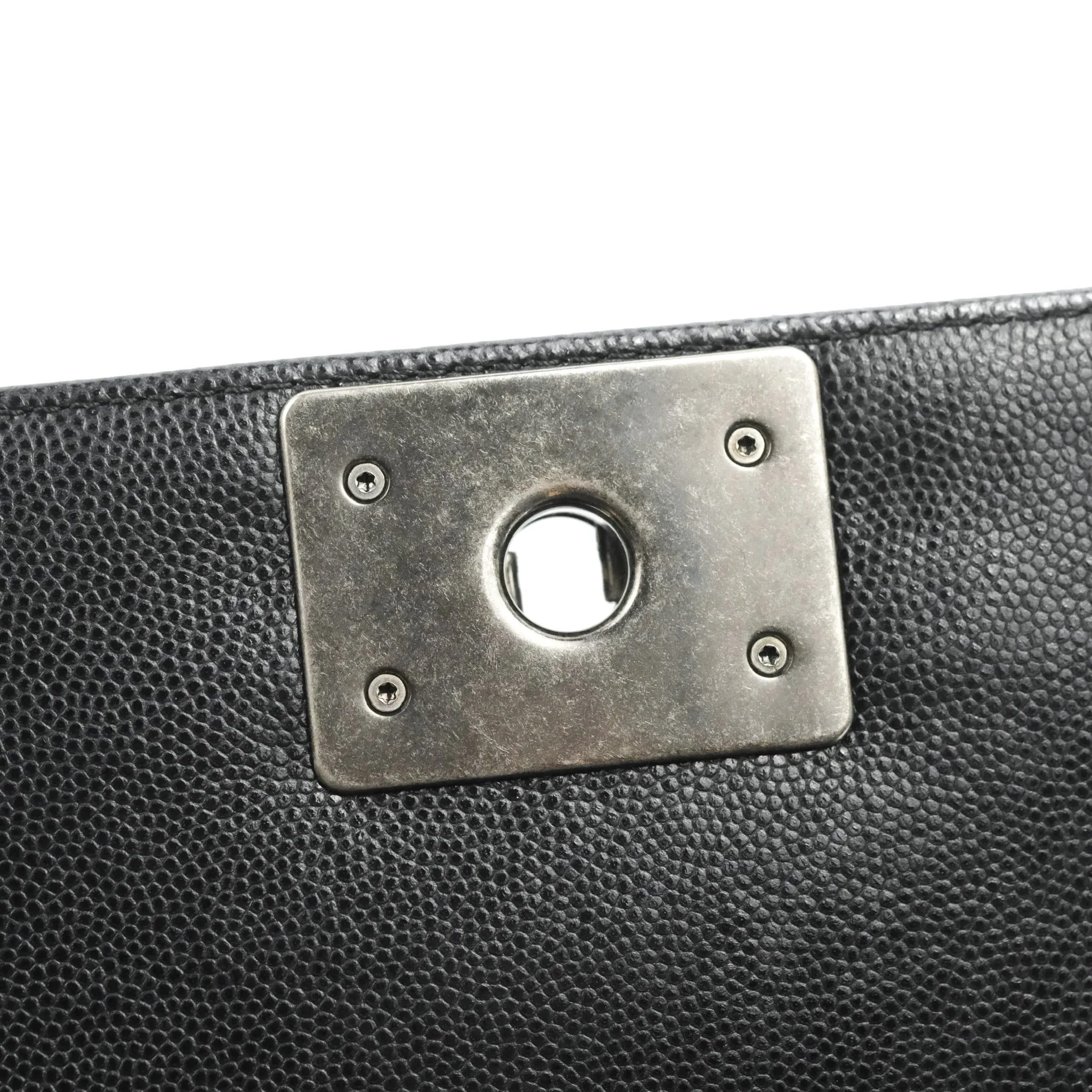 Chanel Small Boy Chevron Black Caviar Ruthenium Hardware