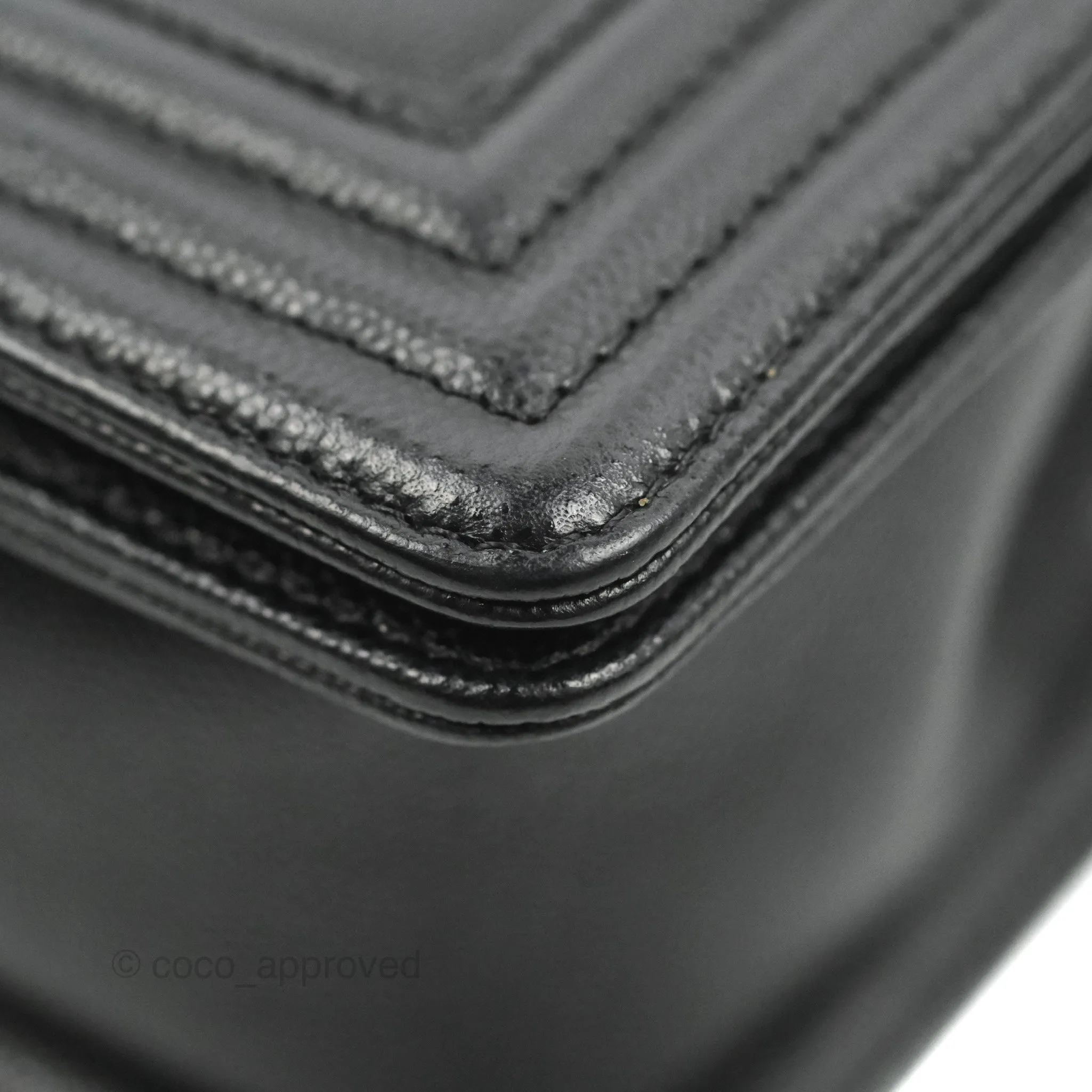 Chanel Small Boy Chevron Black Caviar Ruthenium Hardware
