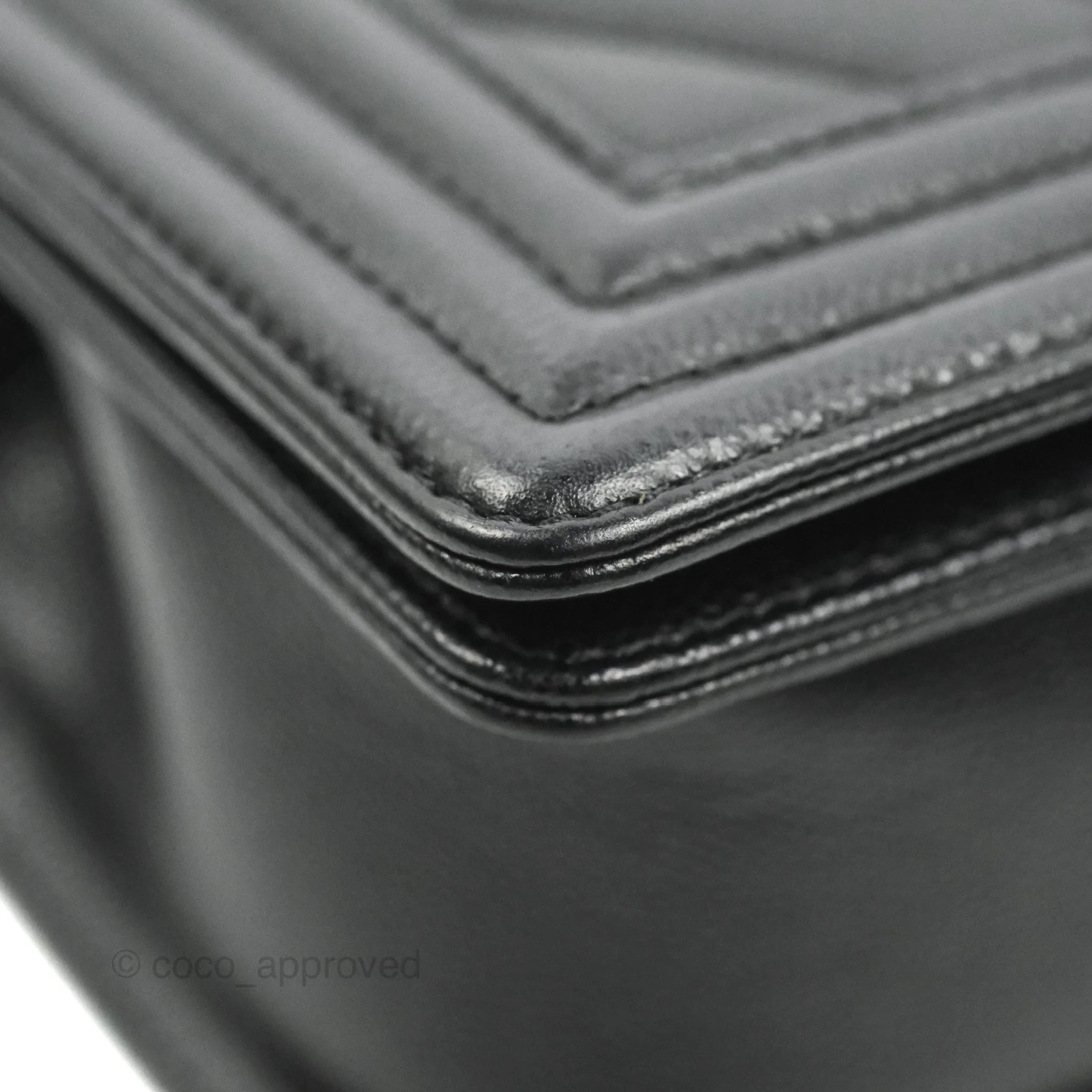 Chanel Small Boy Chevron Black Caviar Ruthenium Hardware
