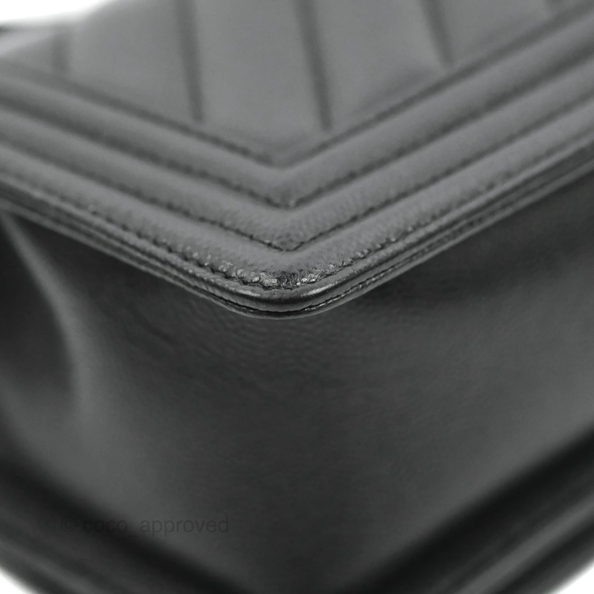 Chanel Small Boy Chevron Black Caviar Ruthenium Hardware
