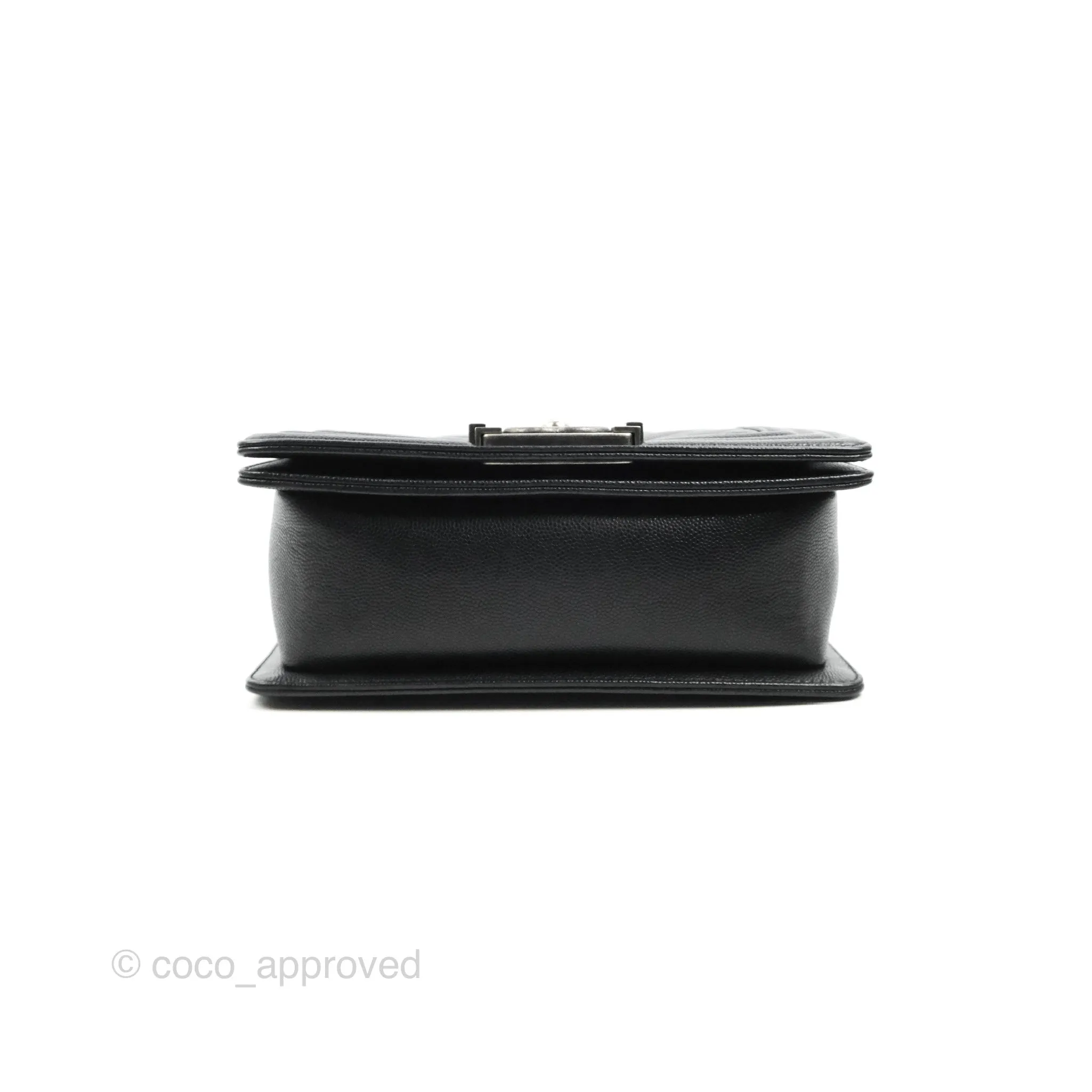 Chanel Small Boy Chevron Black Caviar Ruthenium Hardware