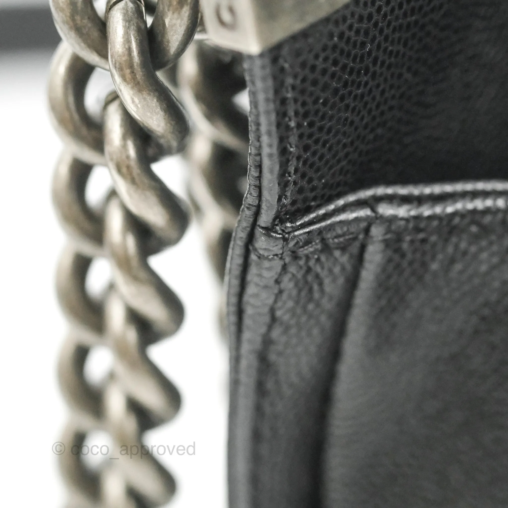 Chanel Small Boy Chevron Black Caviar Ruthenium Hardware