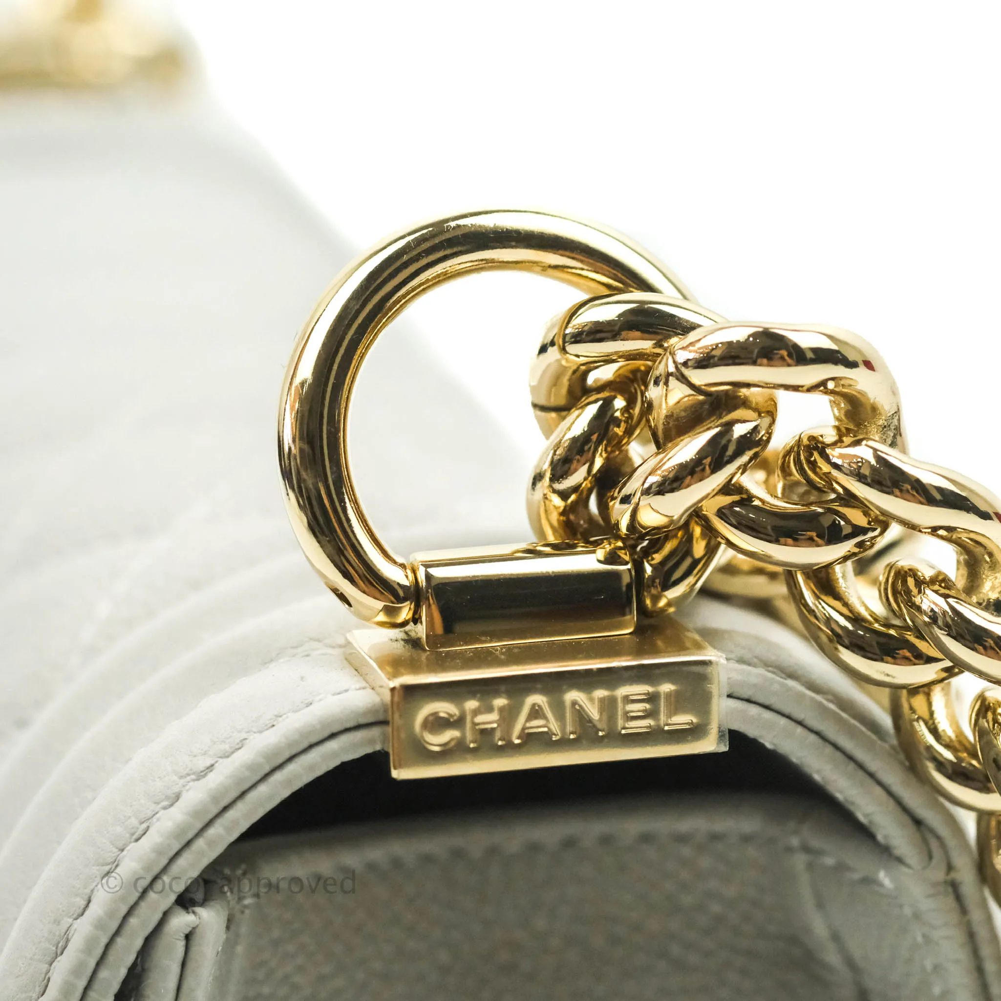 Chanel Small Boy Grey Caviar Gold Hardware