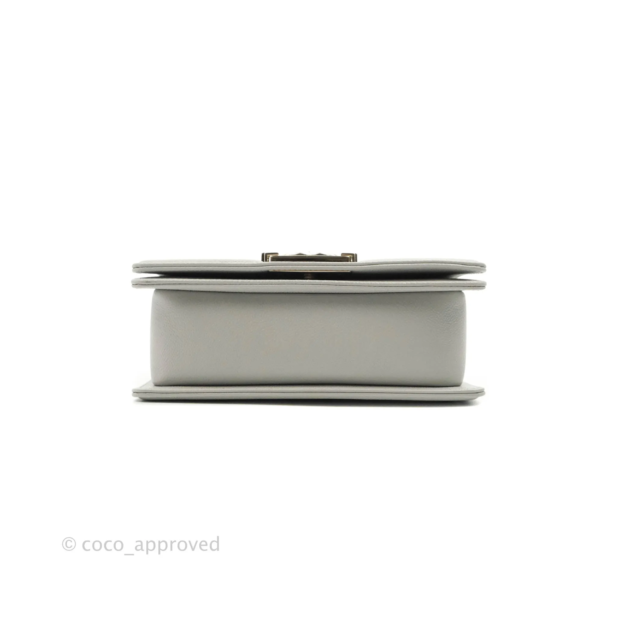 Chanel Small Boy Grey Caviar Gold Hardware