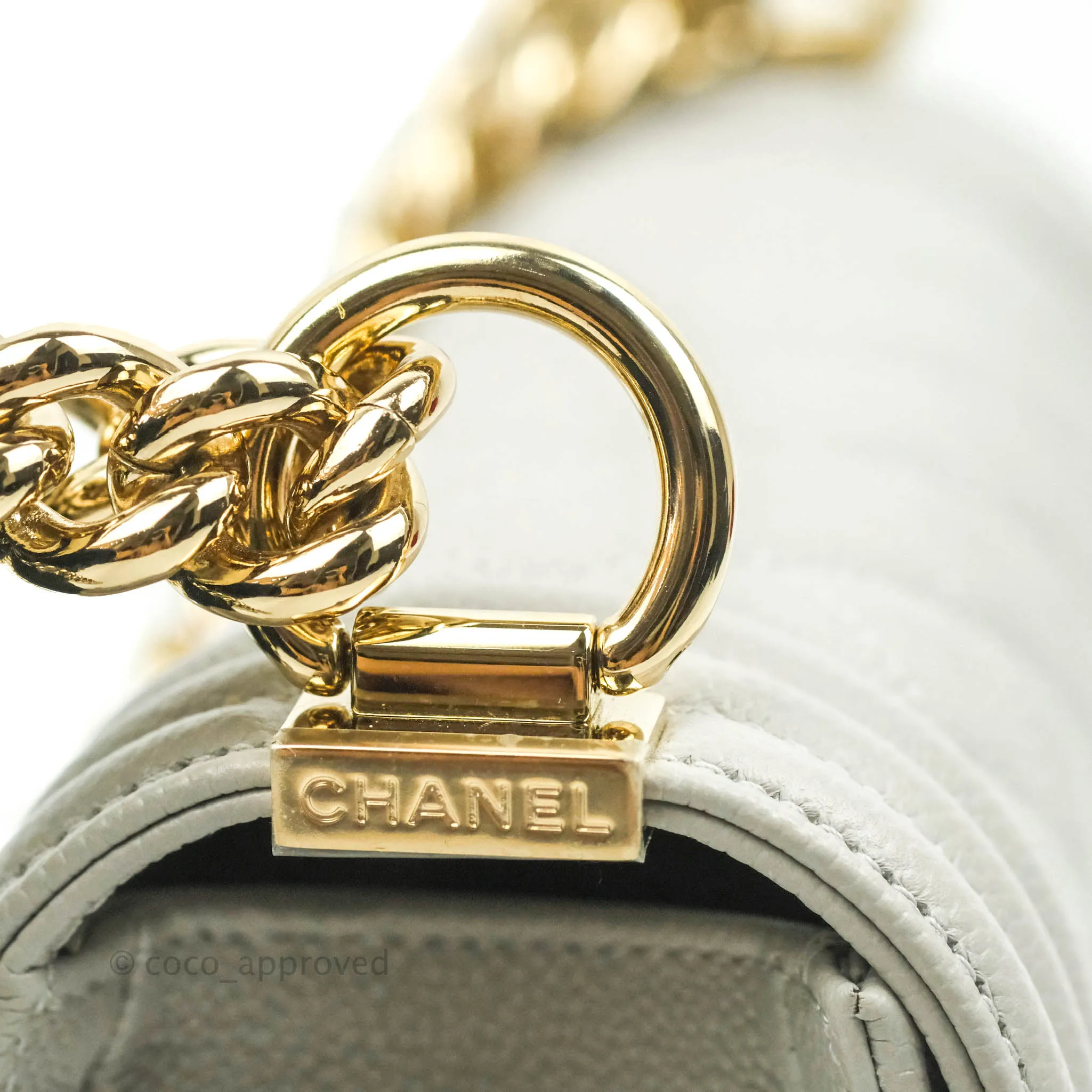 Chanel Small Boy Grey Caviar Gold Hardware