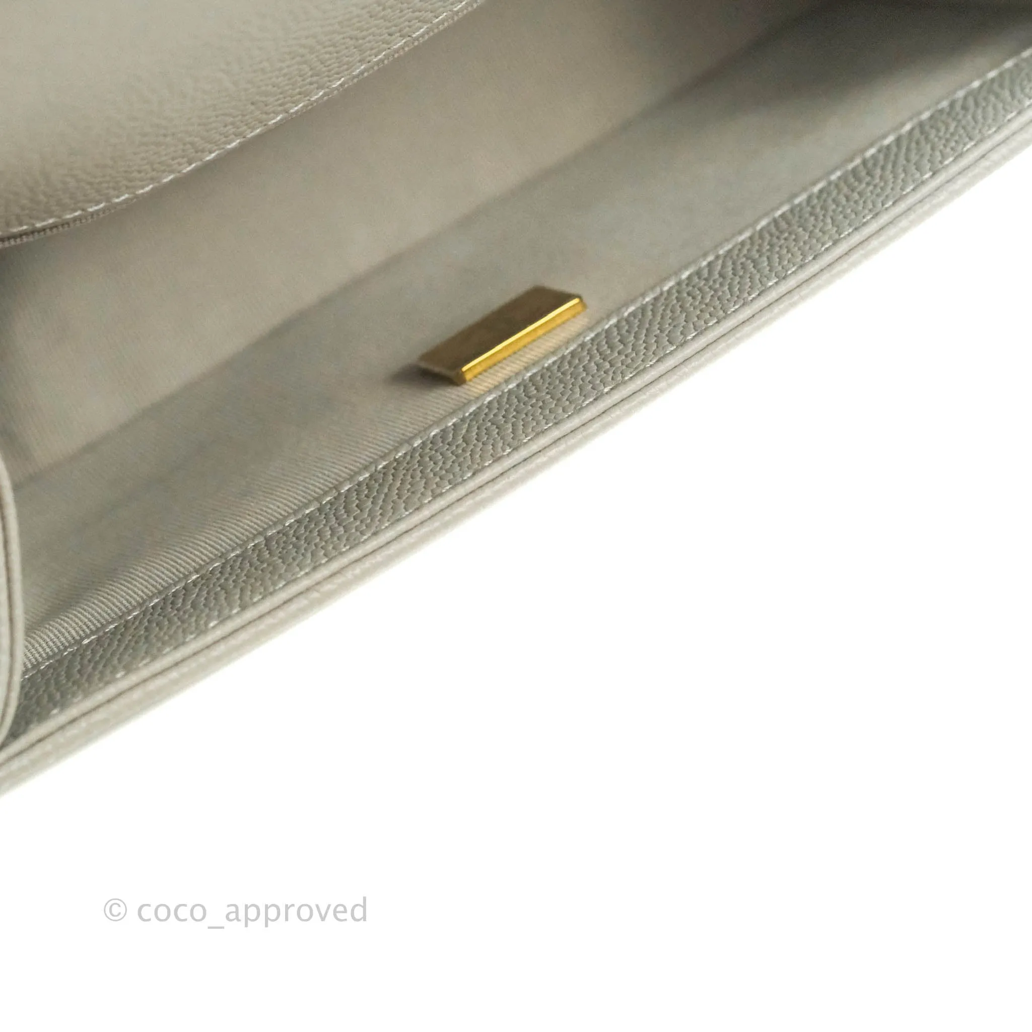 Chanel Small Boy Grey Caviar Gold Hardware