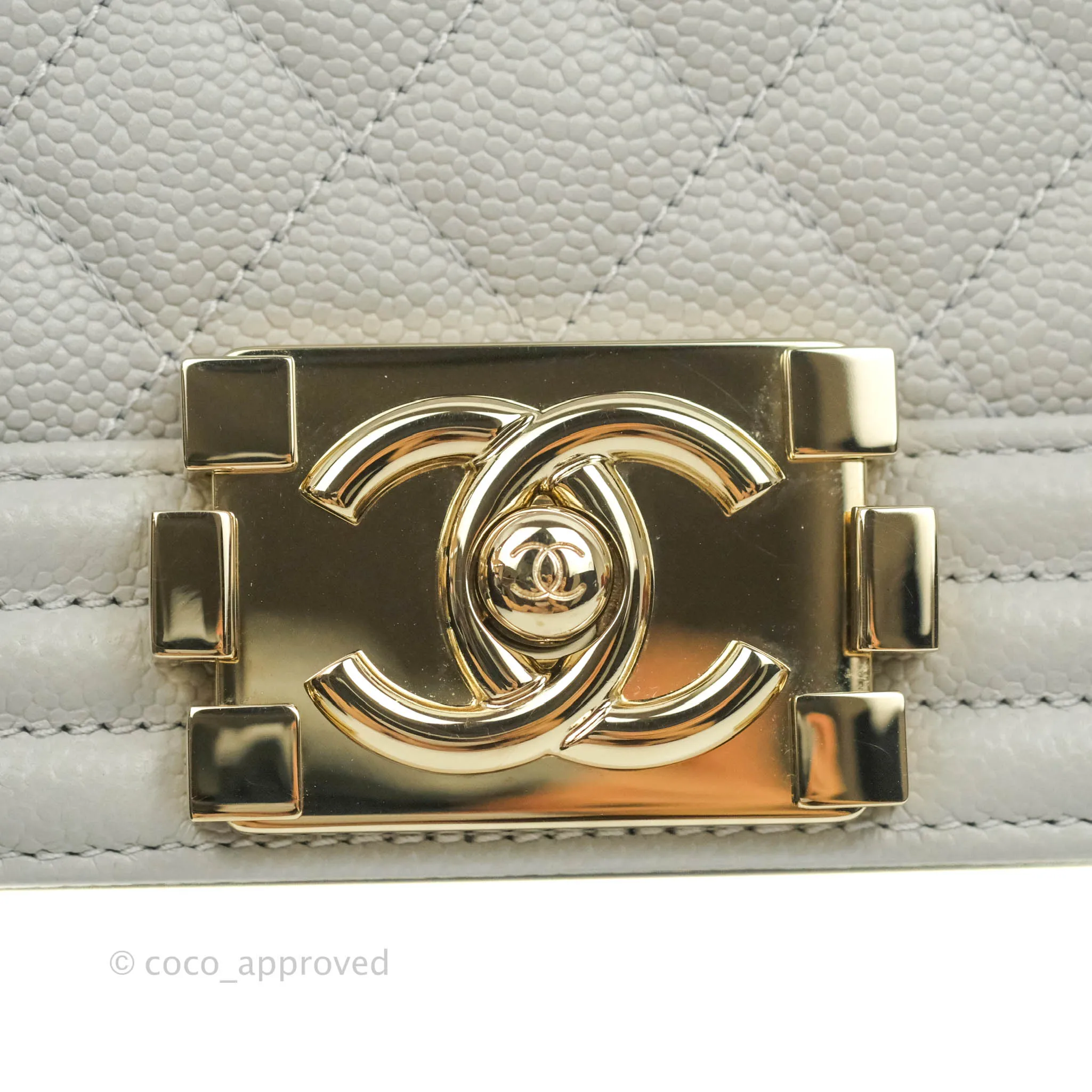Chanel Small Boy Grey Caviar Gold Hardware