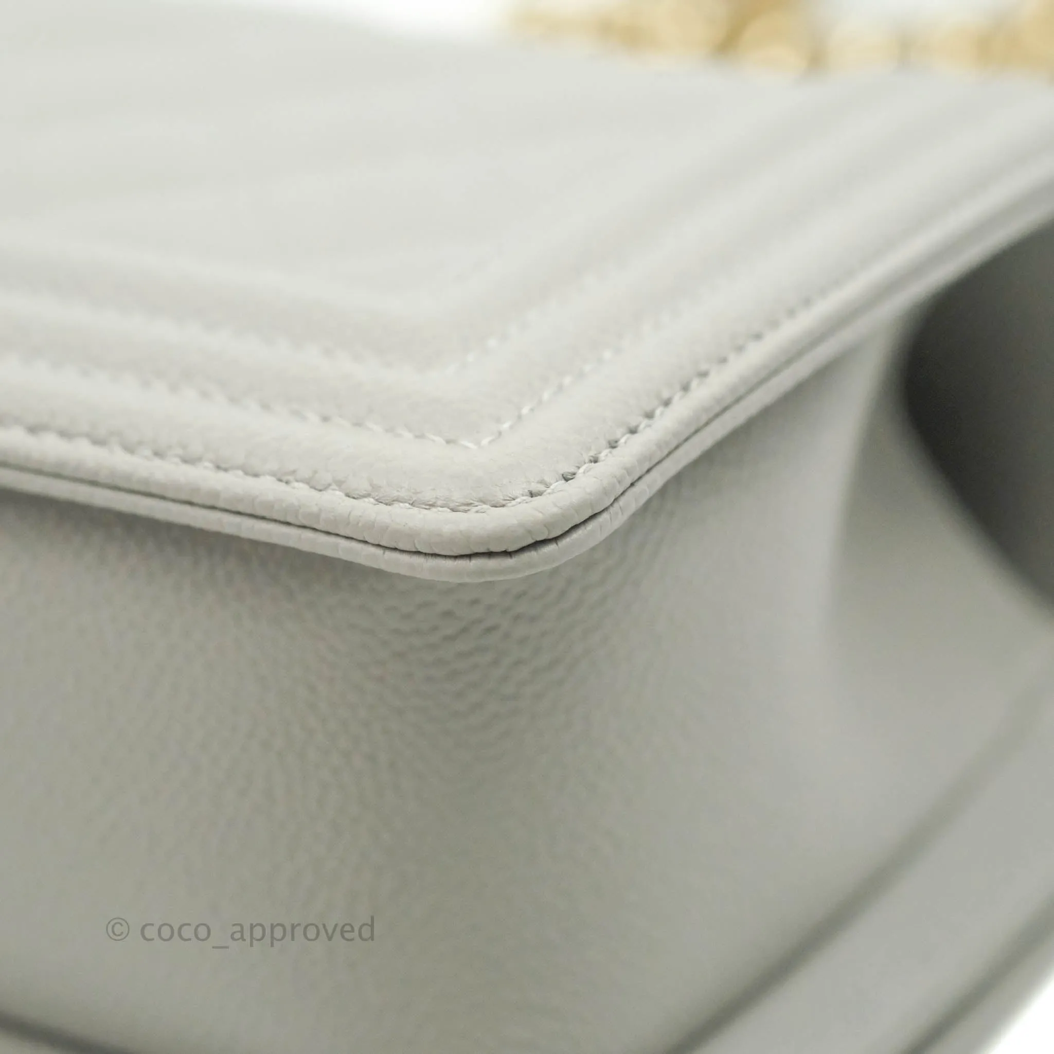 Chanel Small Boy Grey Caviar Gold Hardware