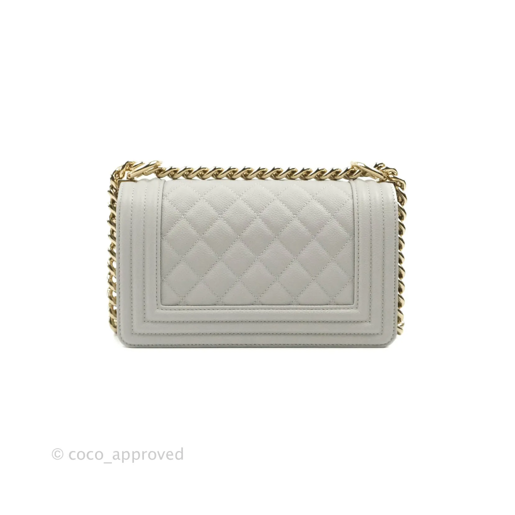 Chanel Small Boy Grey Caviar Gold Hardware