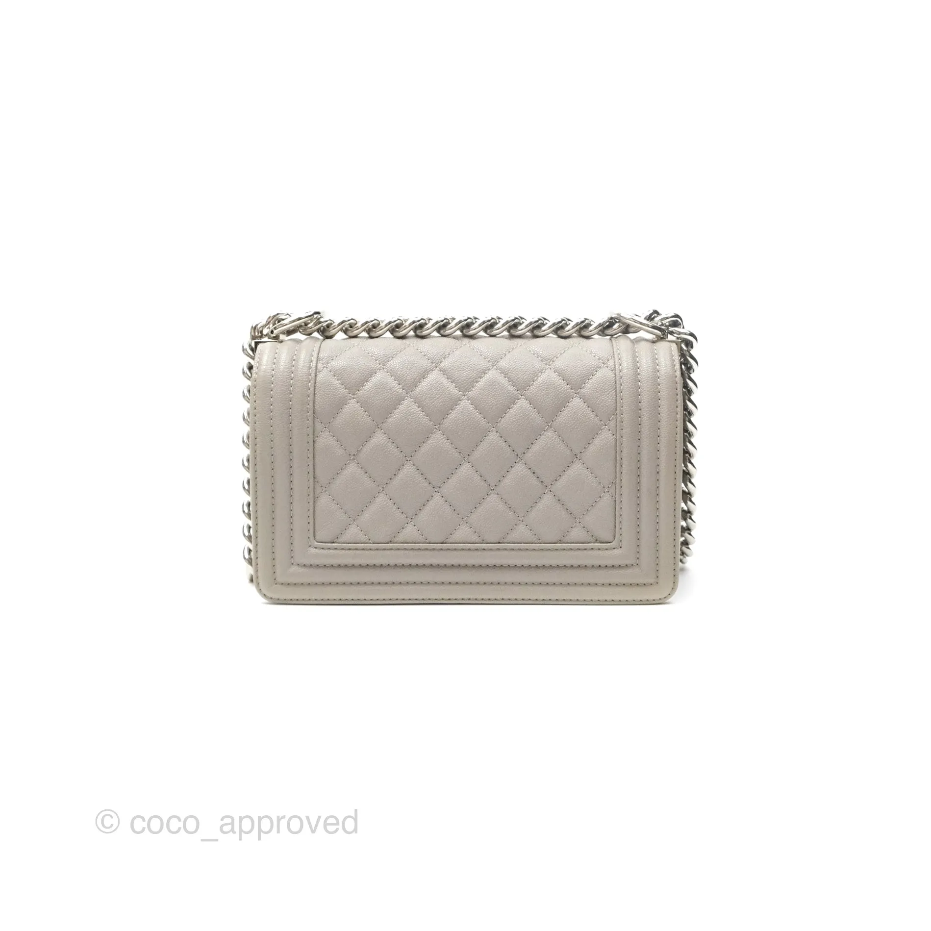 Chanel Small Boy Grey Caviar Silver Hardware