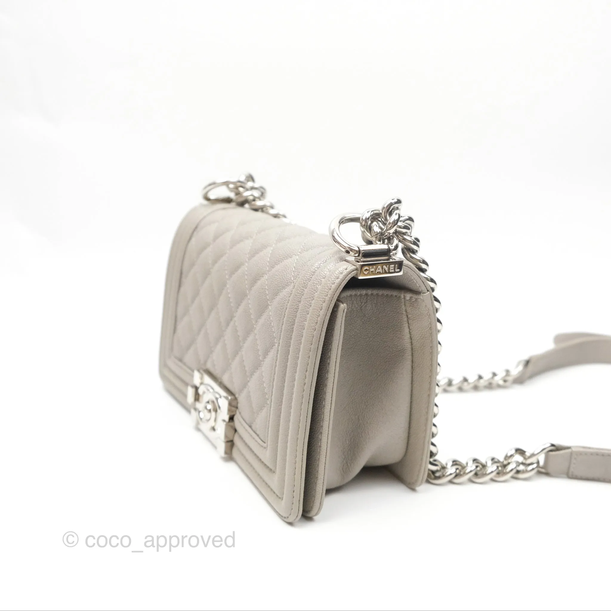 Chanel Small Boy Grey Caviar Silver Hardware