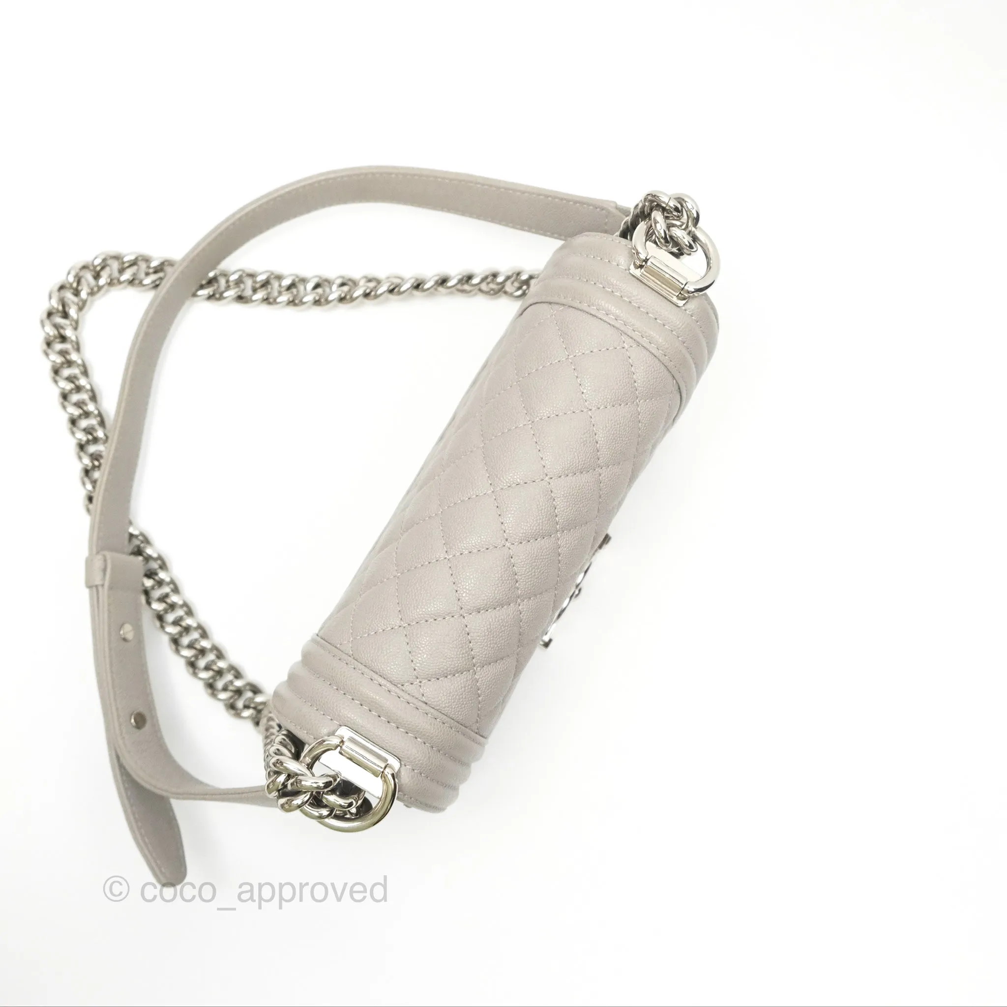 Chanel Small Boy Grey Caviar Silver Hardware