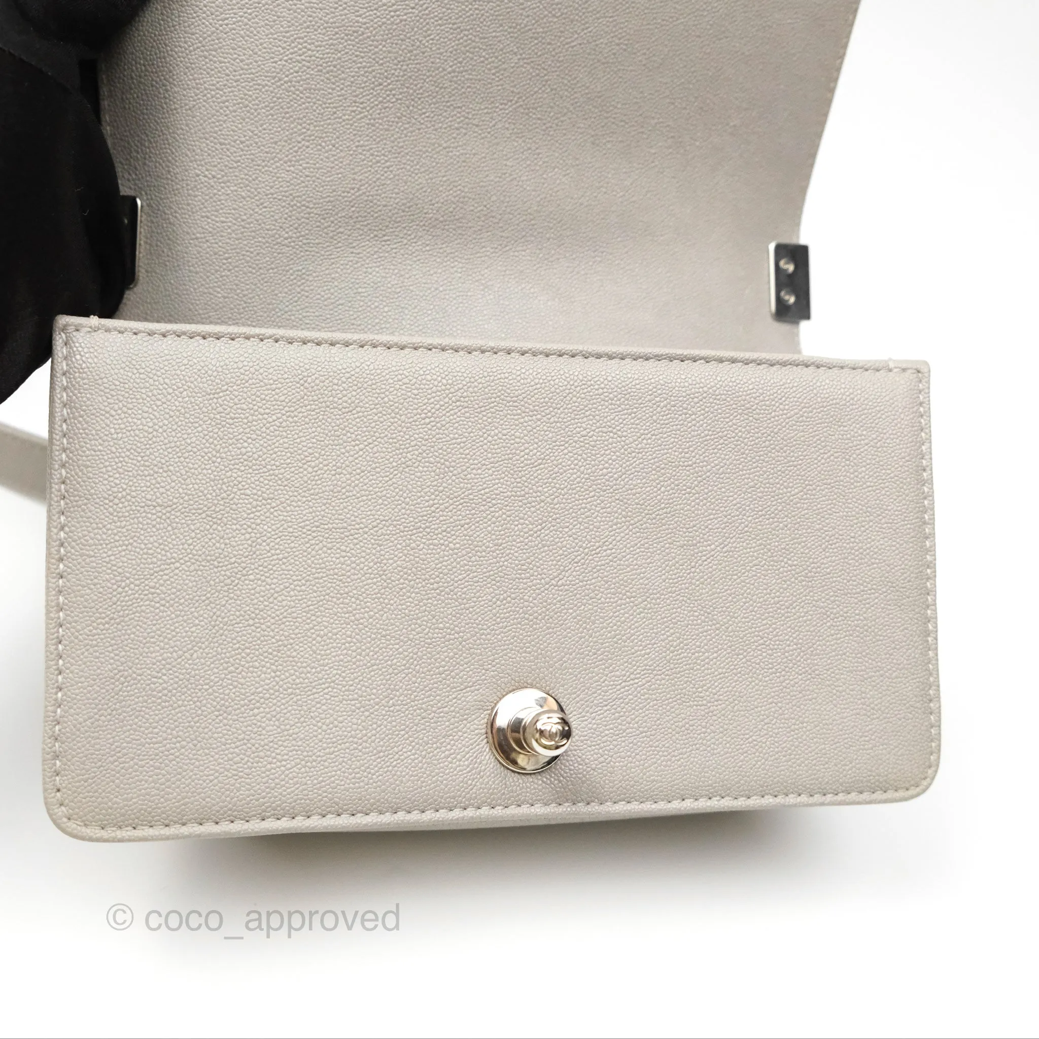 Chanel Small Boy Grey Caviar Silver Hardware