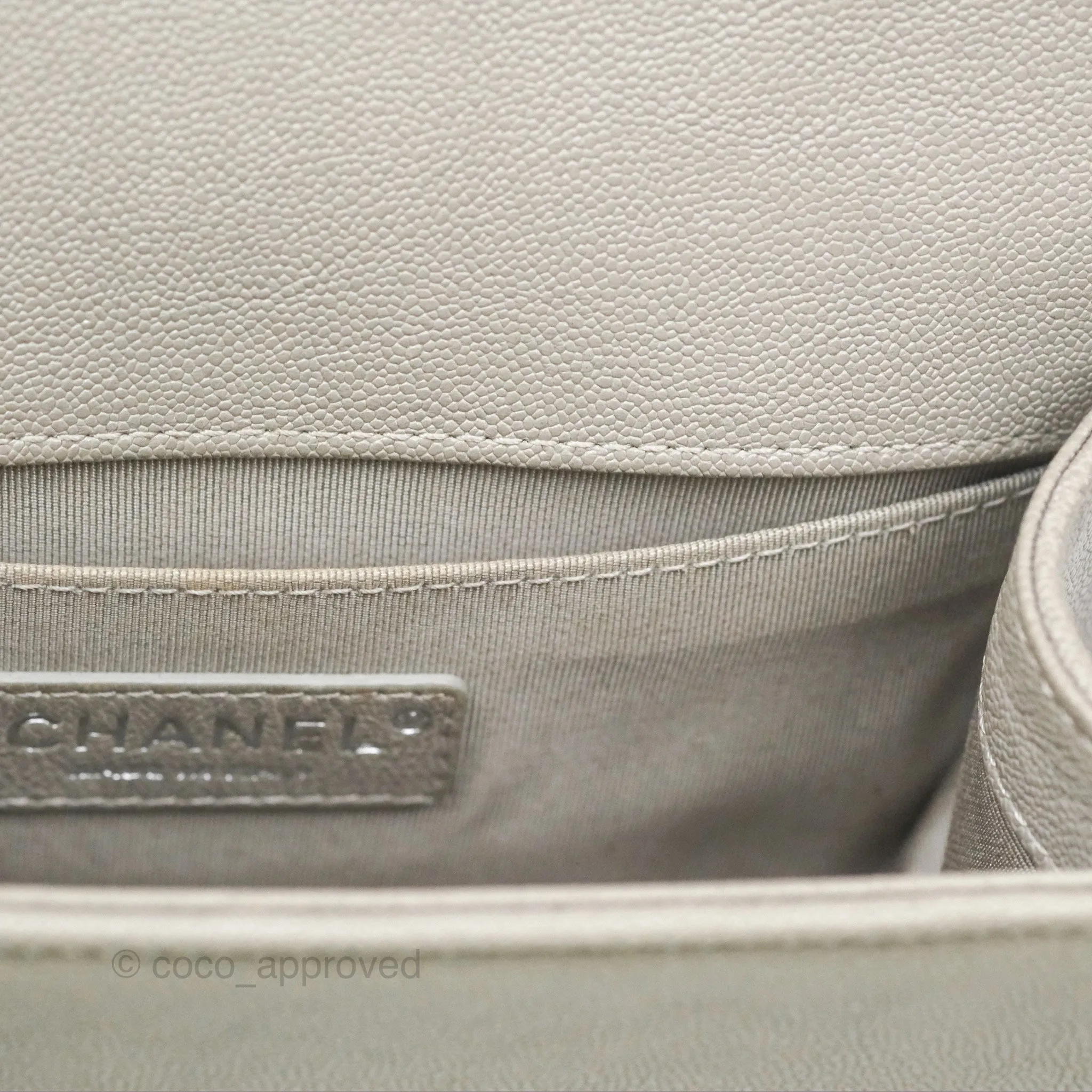Chanel Small Boy Grey Caviar Silver Hardware