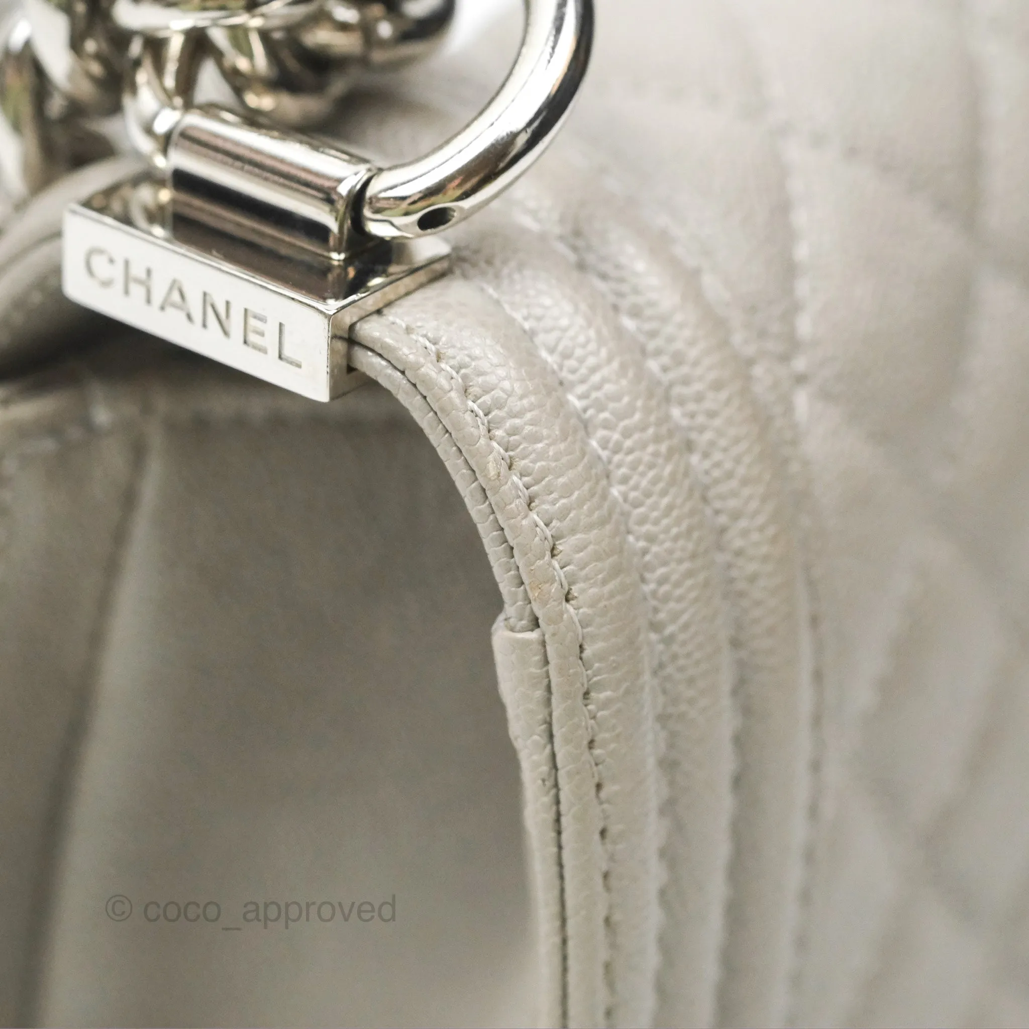 Chanel Small Boy Grey Caviar Silver Hardware