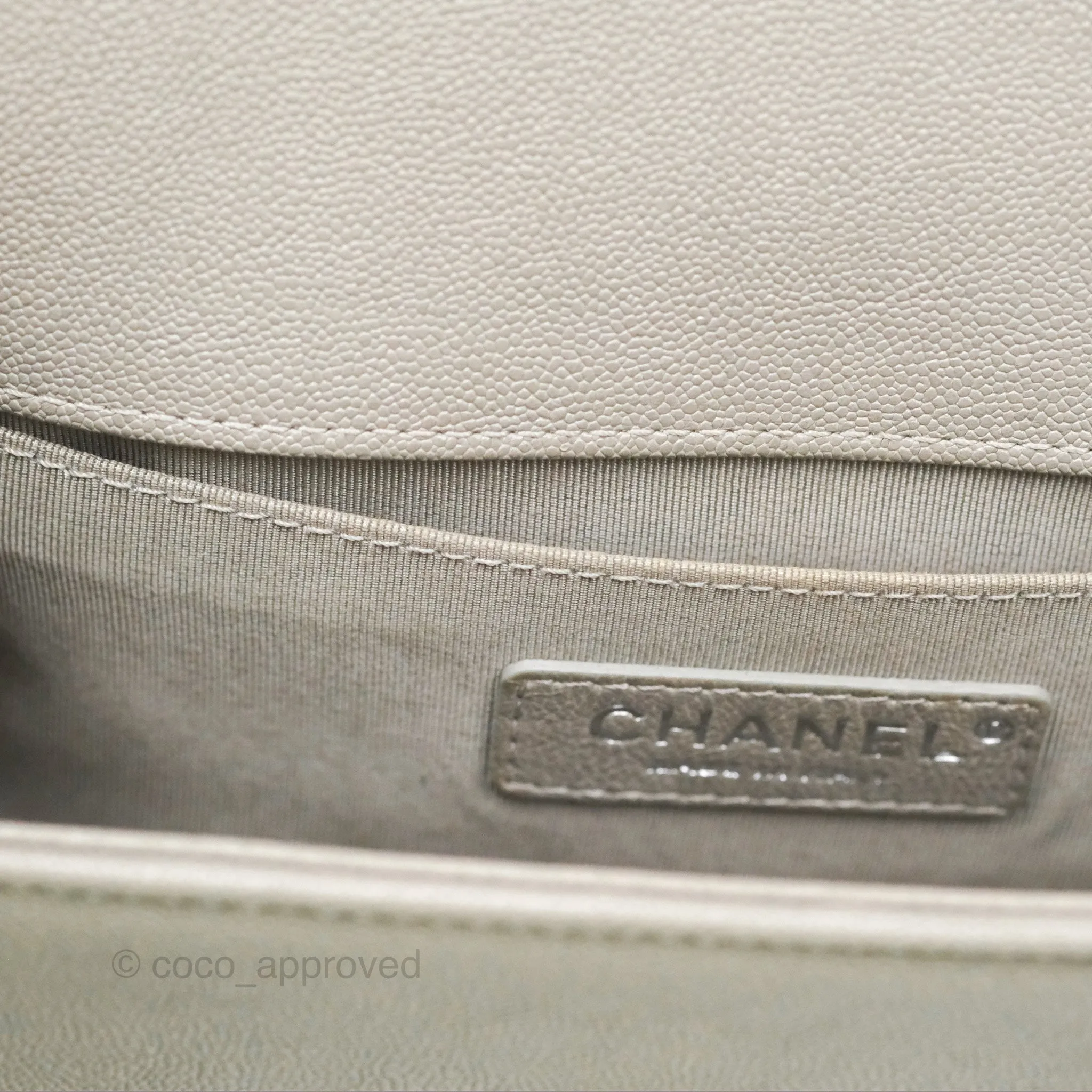 Chanel Small Boy Grey Caviar Silver Hardware