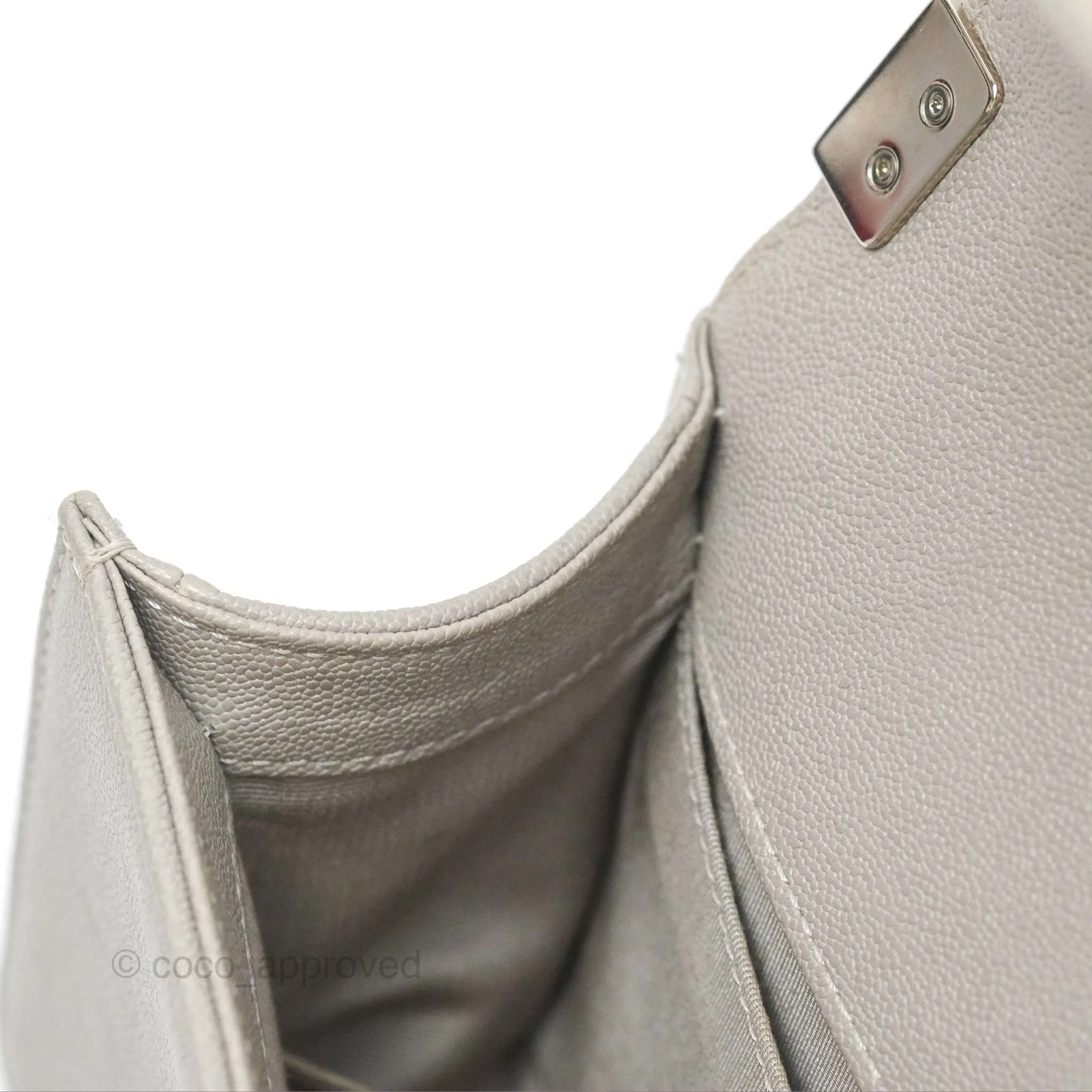 Chanel Small Boy Grey Caviar Silver Hardware