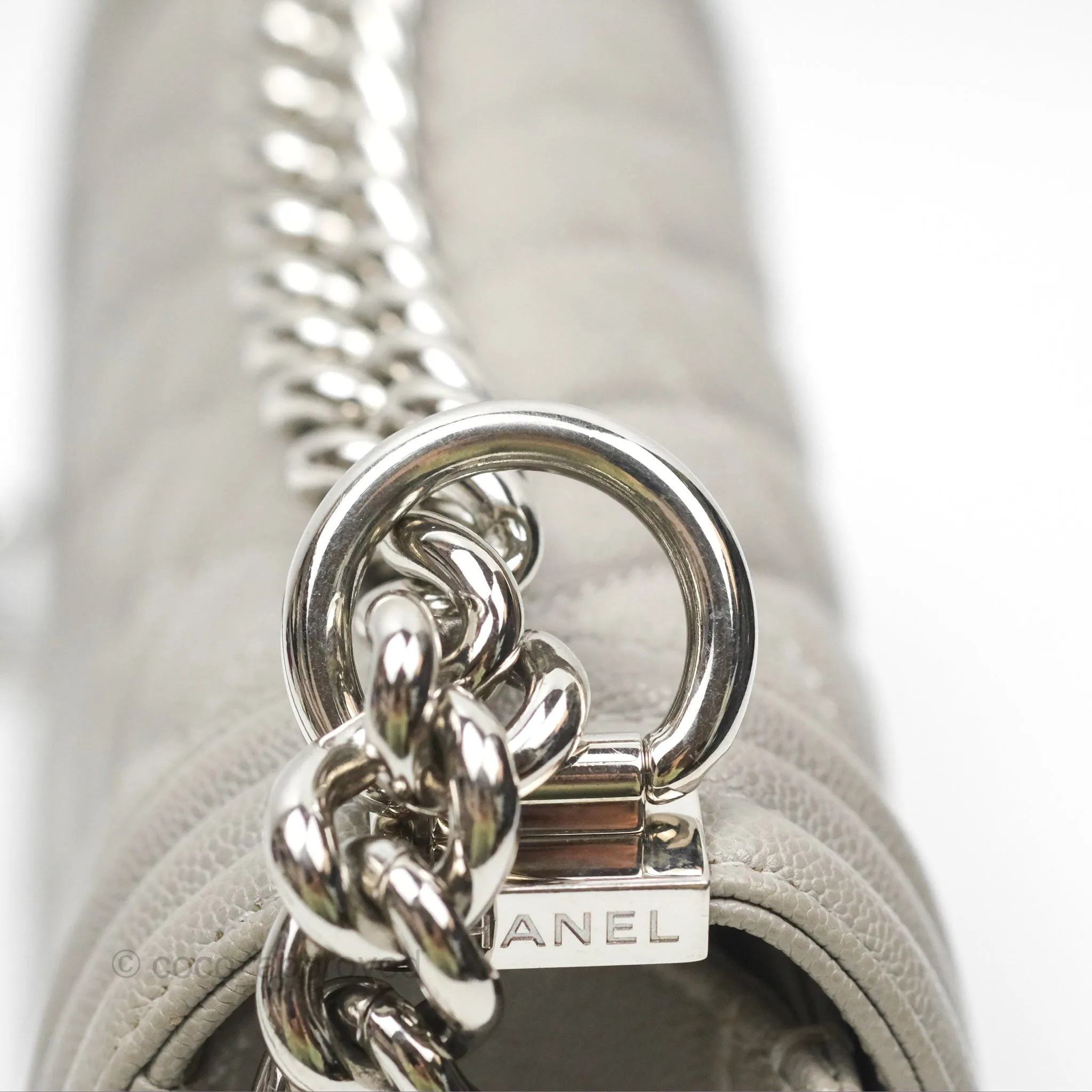 Chanel Small Boy Grey Caviar Silver Hardware