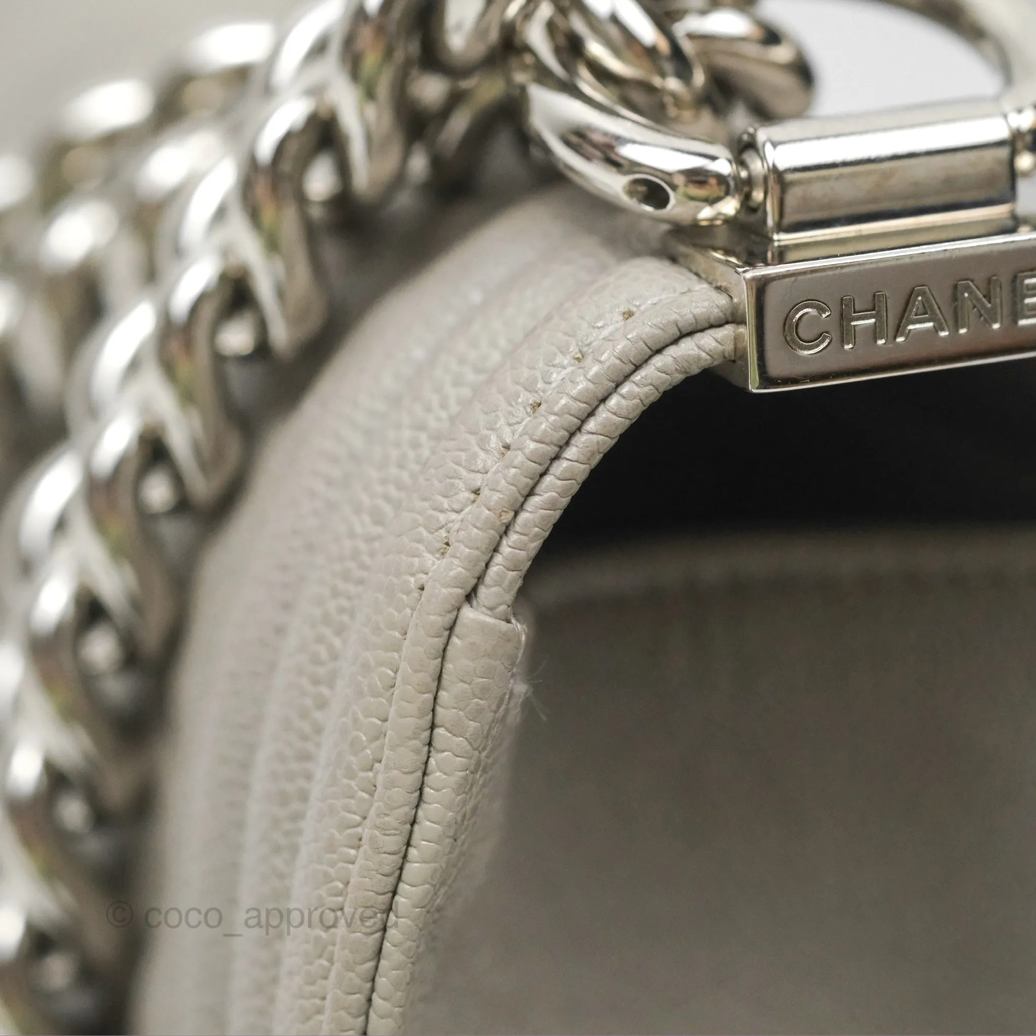 Chanel Small Boy Grey Caviar Silver Hardware