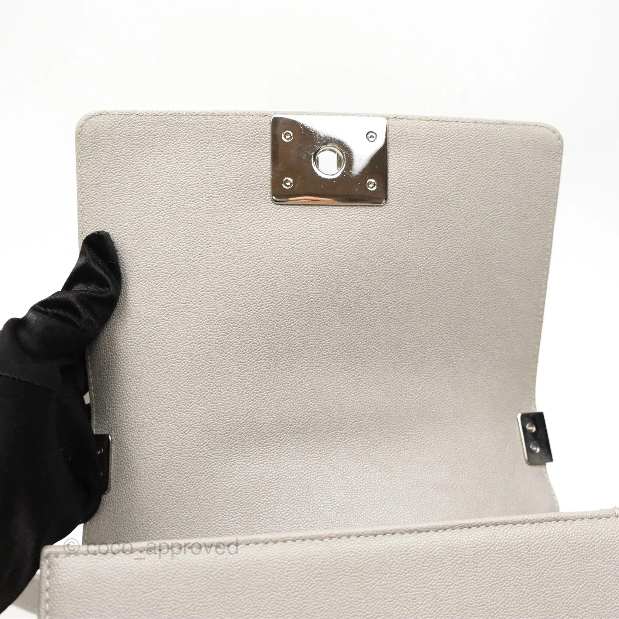 Chanel Small Boy Grey Caviar Silver Hardware
