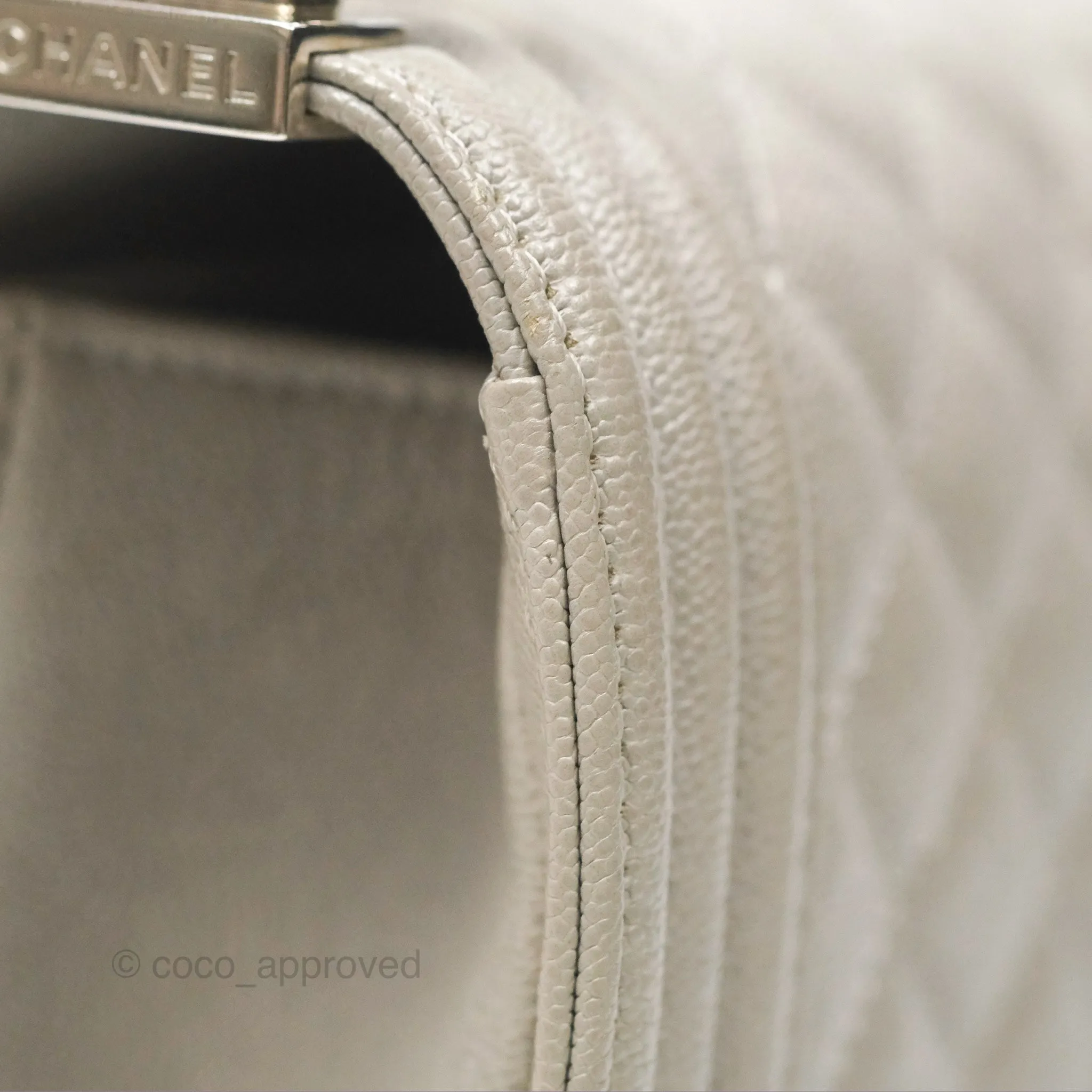 Chanel Small Boy Grey Caviar Silver Hardware