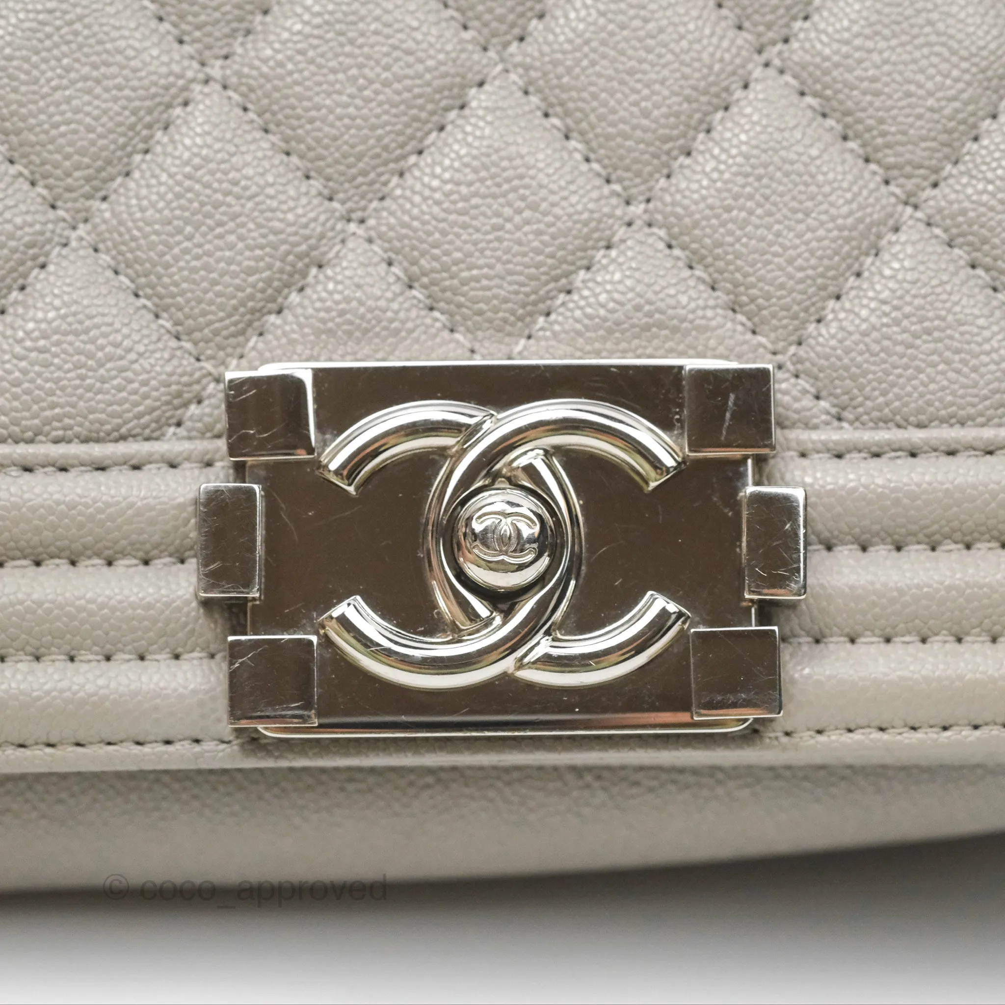 Chanel Small Boy Grey Caviar Silver Hardware