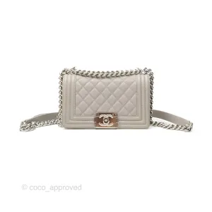 Chanel Small Boy Grey Caviar Silver Hardware