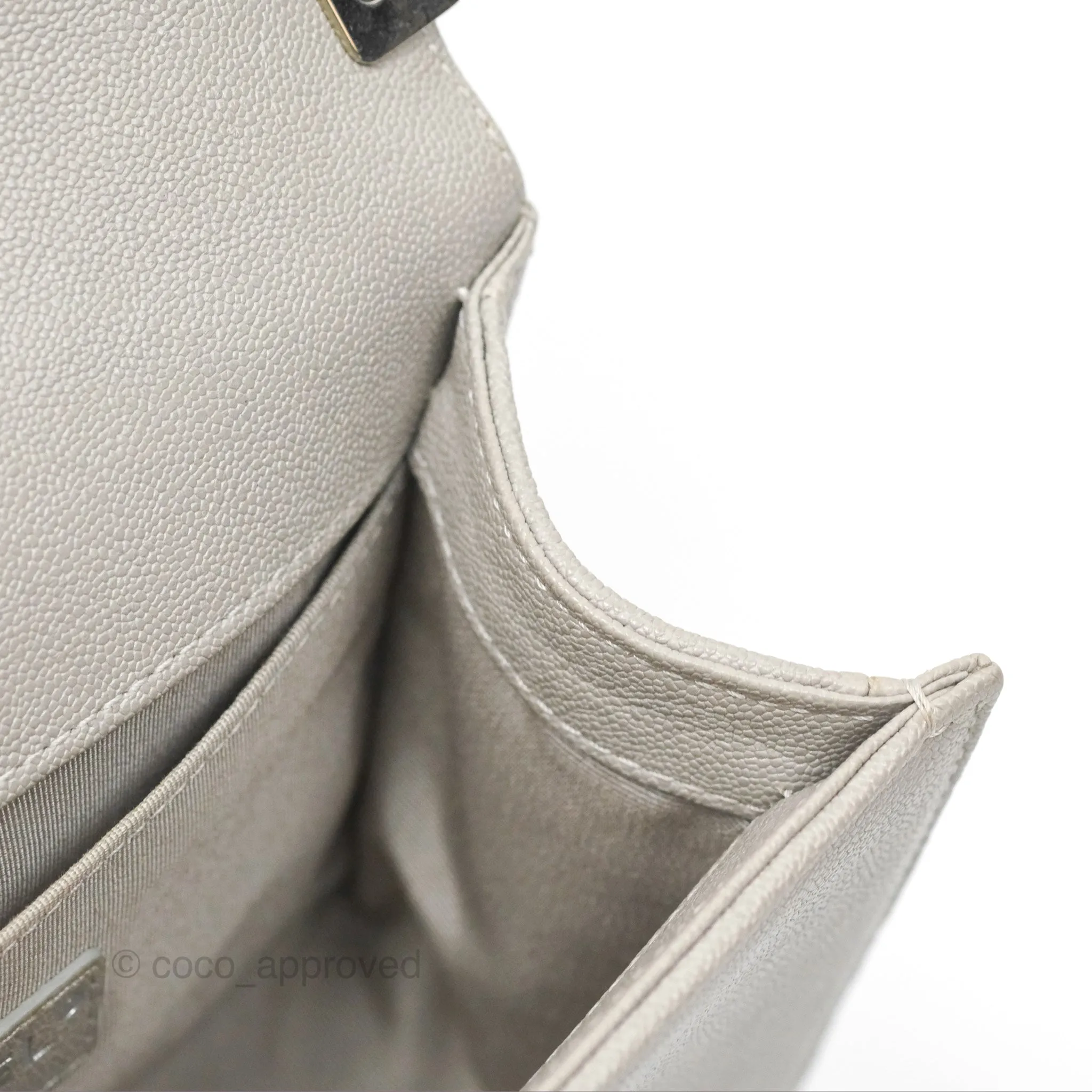 Chanel Small Boy Grey Caviar Silver Hardware