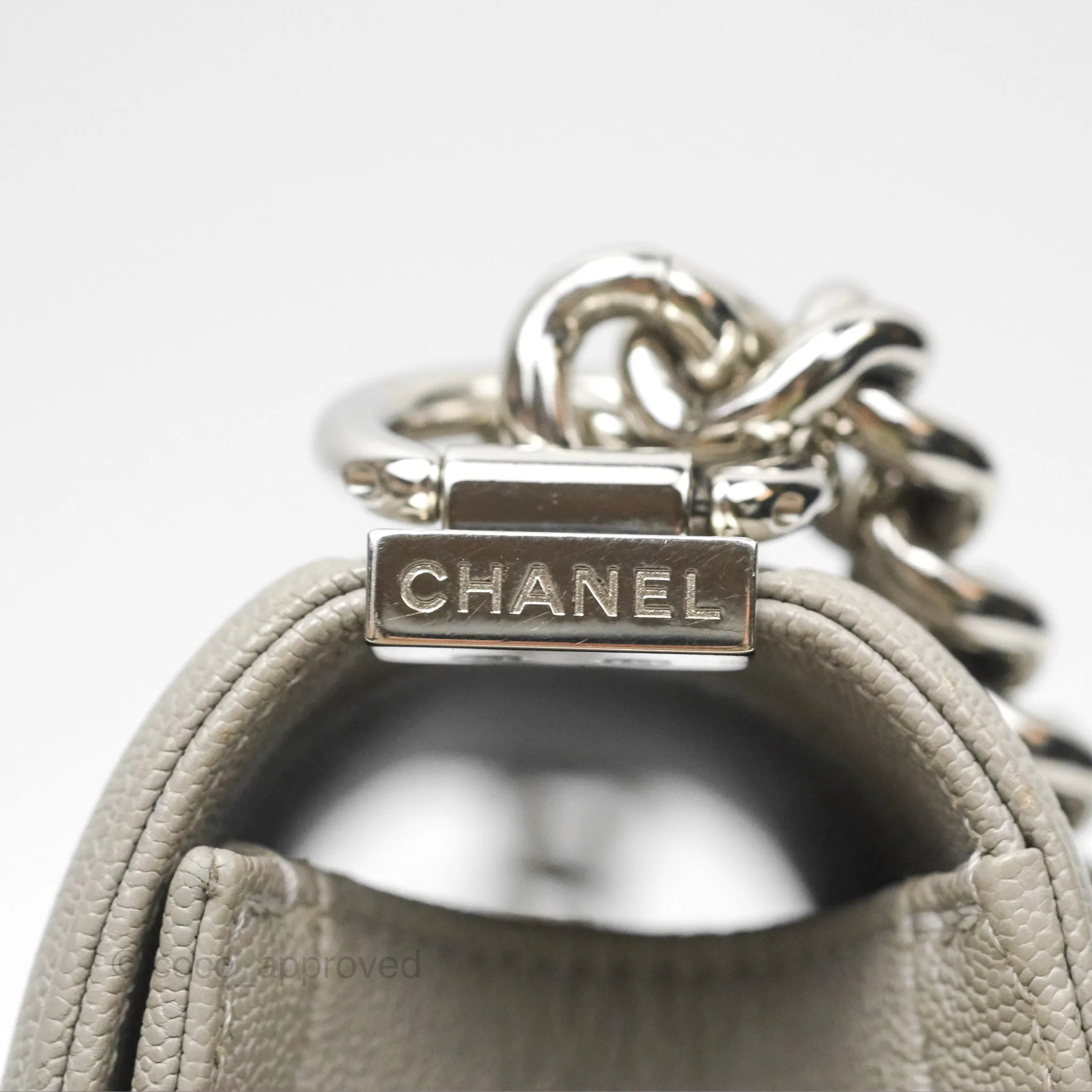 Chanel Small Boy Grey Caviar Silver Hardware