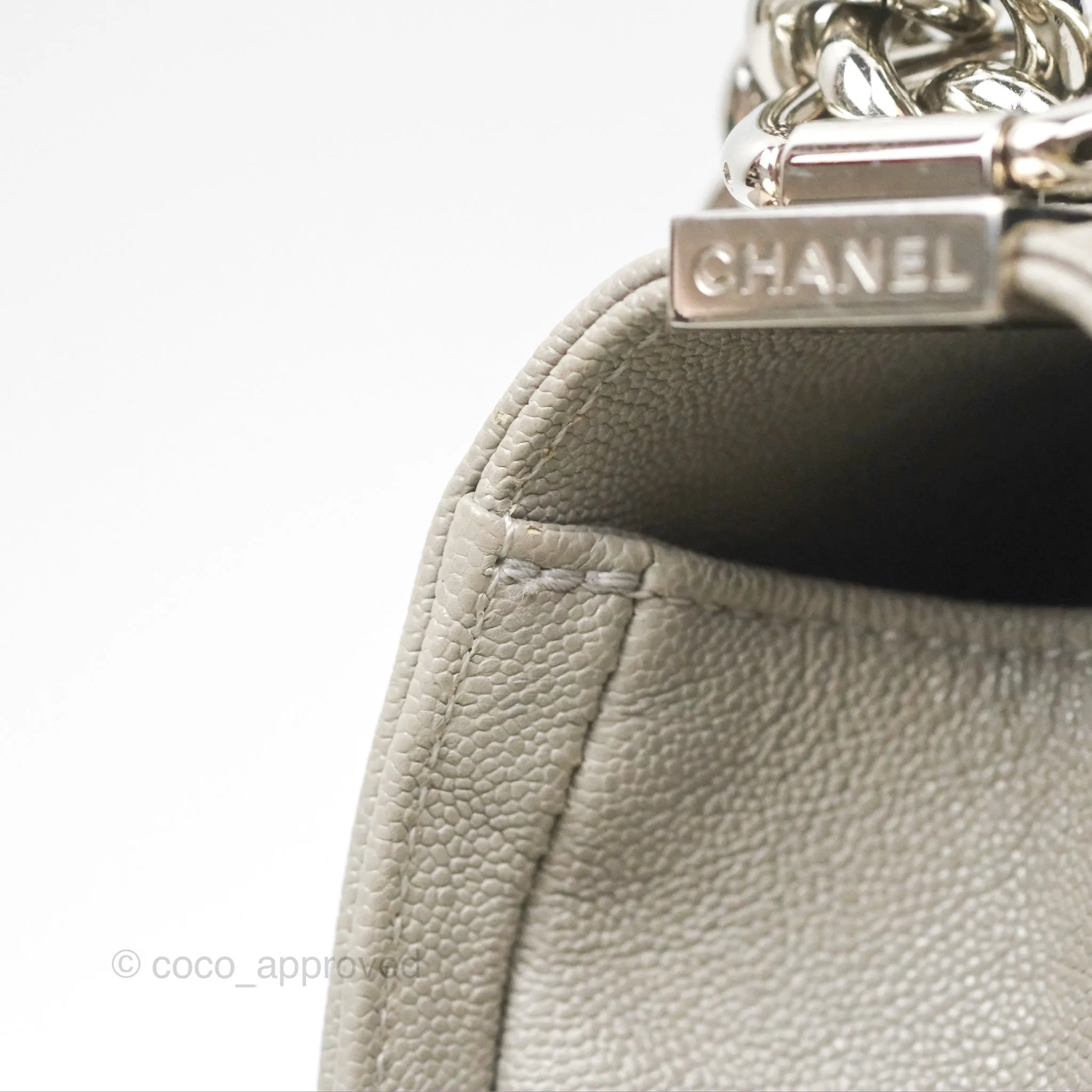 Chanel Small Boy Grey Caviar Silver Hardware