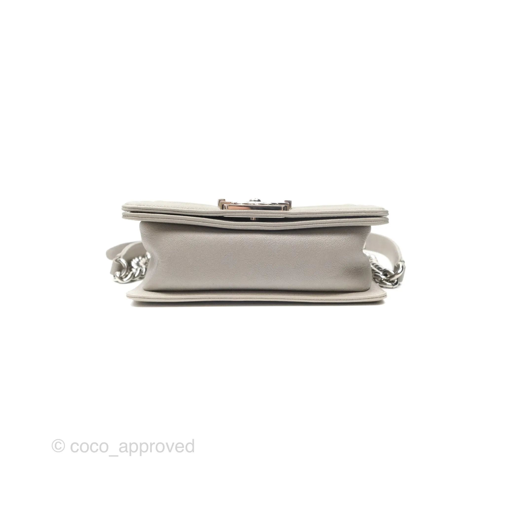 Chanel Small Boy Grey Caviar Silver Hardware