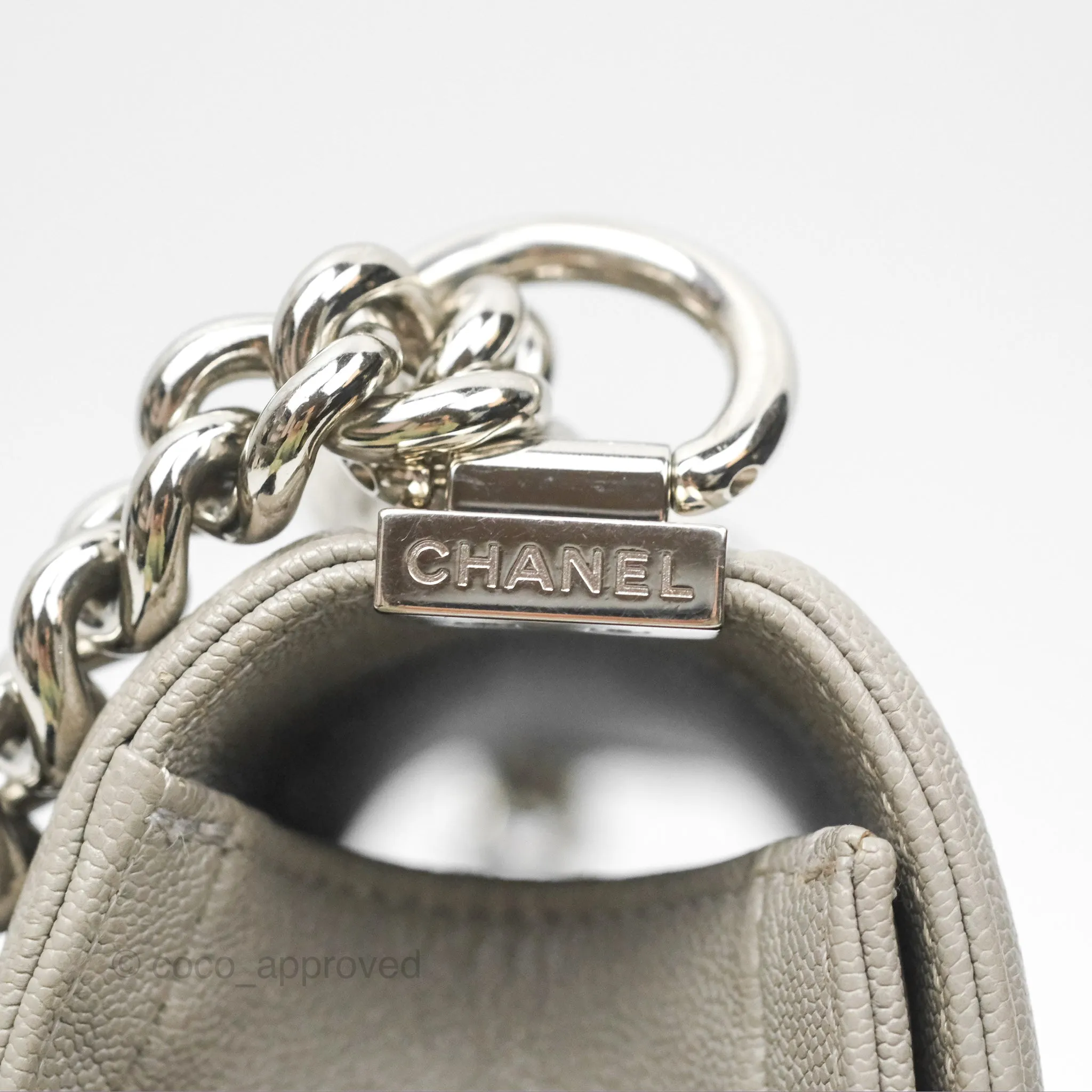 Chanel Small Boy Grey Caviar Silver Hardware