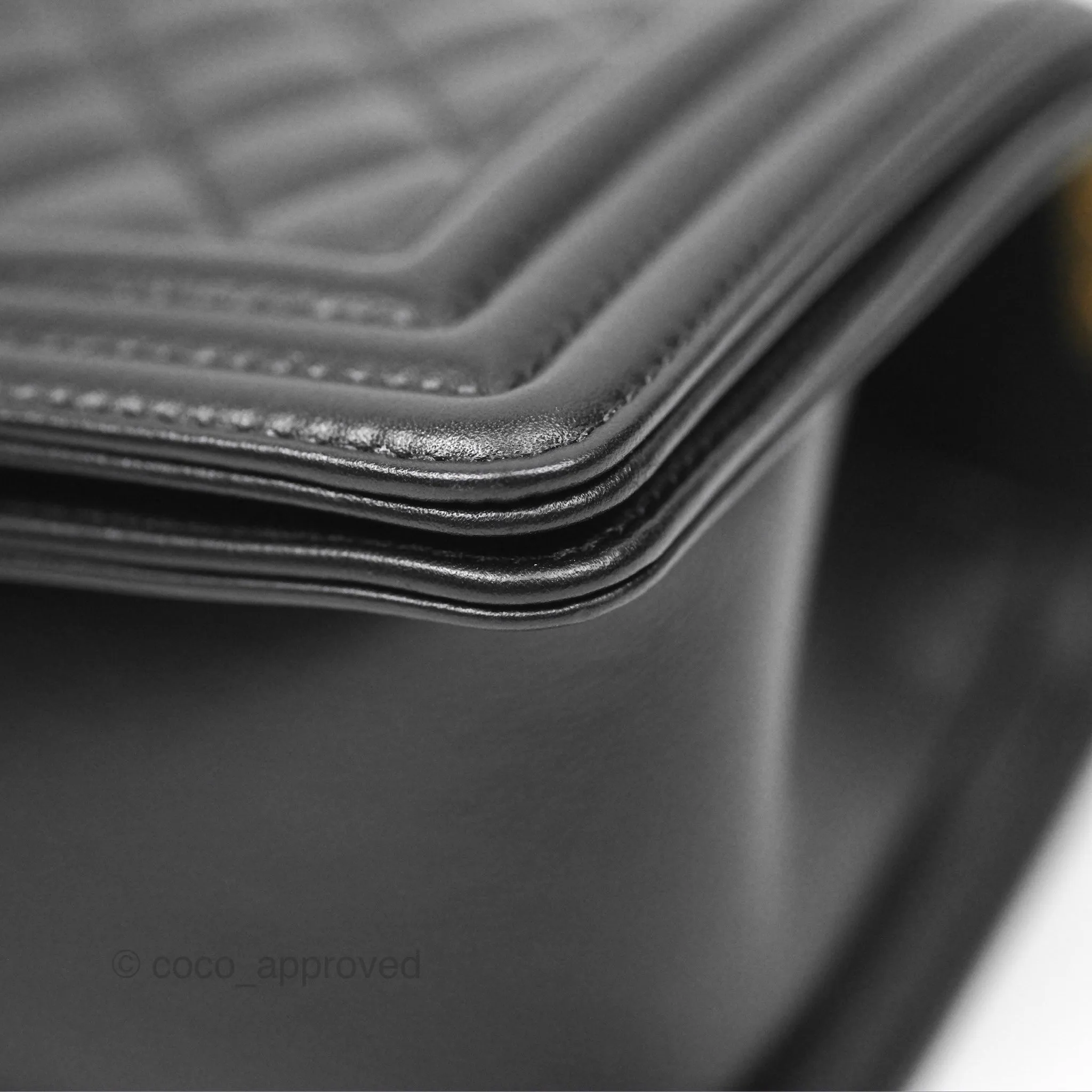 Chanel Small Boy Quilted Black Calfskin Aged Gold Hardware